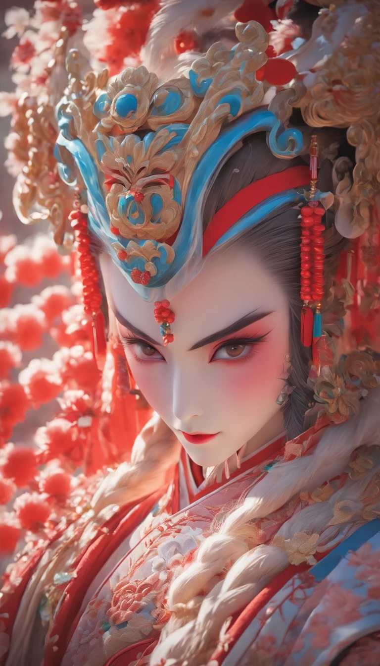 China-style,Chinese drama,Peking Opera costumes,Bai Suzhen costume,Drama Facebook,White predominantly,中景 the scene is,super-fine,ultra - detailed,high qulity,8K ,Sharply focus the eyes,highly detailed surreal vfx,oc rendered, - AR 16:9 --q 2 --s 1000