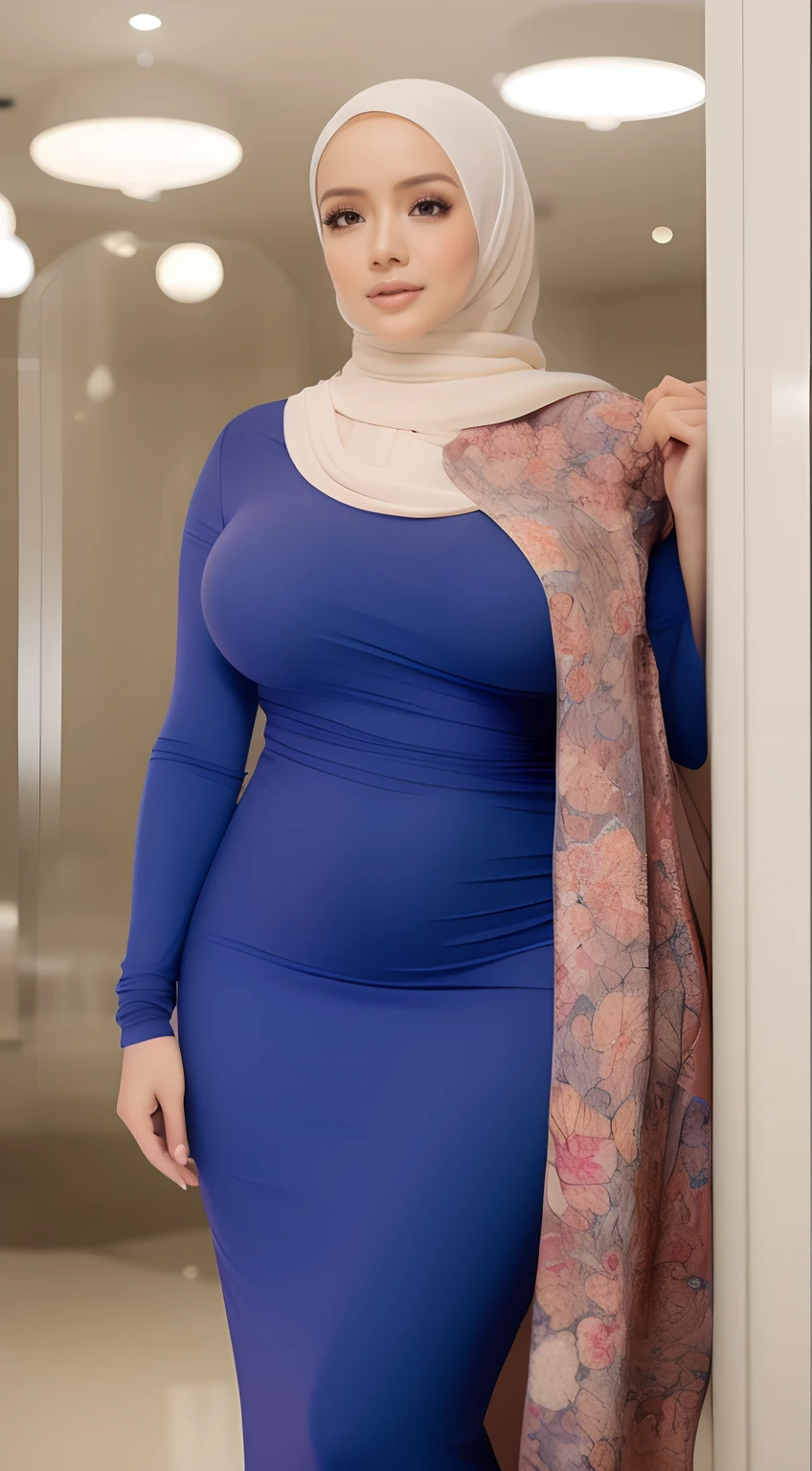 (NSFW,highres:1.2),mirafilzah,perfect body shape, slim waist, curvy hourglass figure, full body picture, skinny waist and thick hips,full body view,big boobs,wearing tight dress,beautiful detailed eyes,long eyelashes,natural makeup,soft smile,she has a jiggly fat round belly,vivid colors,studio lighting,physically-based rendering,digital artwork,bokeh