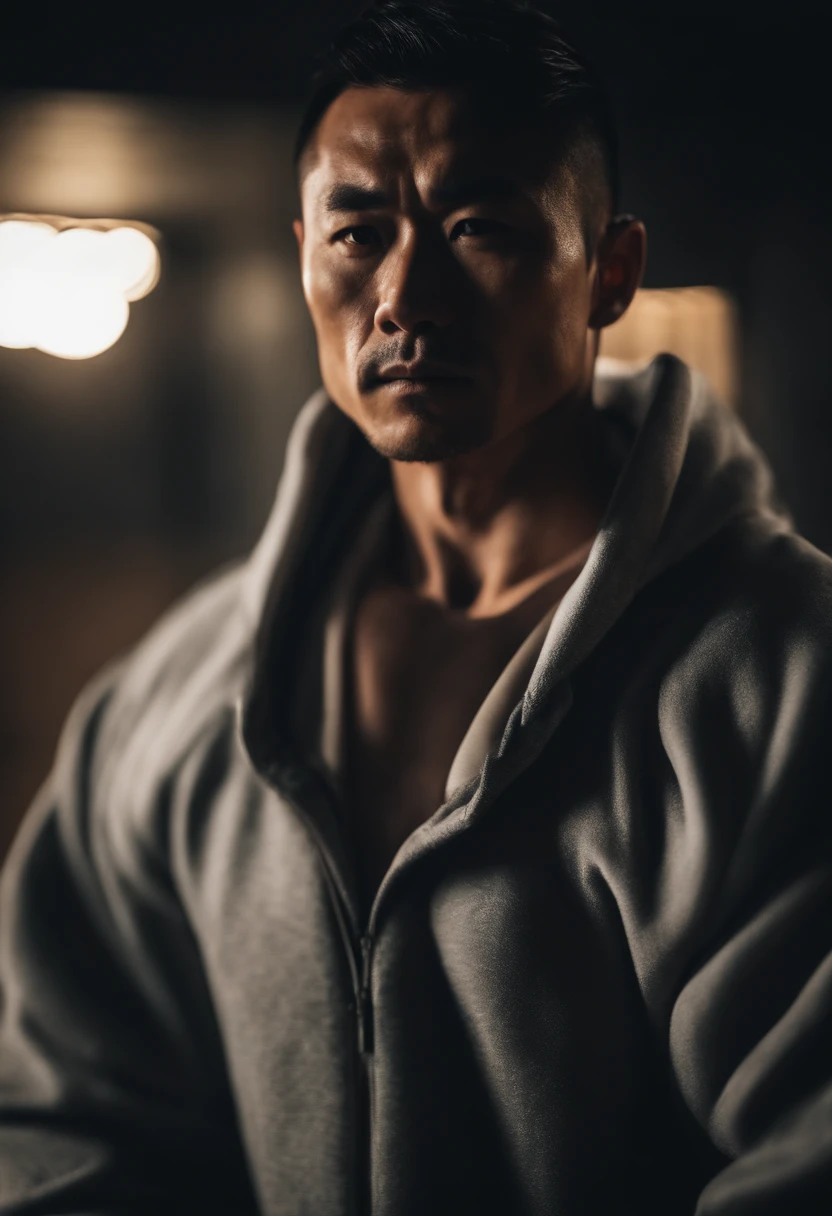 Portrait of a Muscular Japanese Male Wear Tracksuit