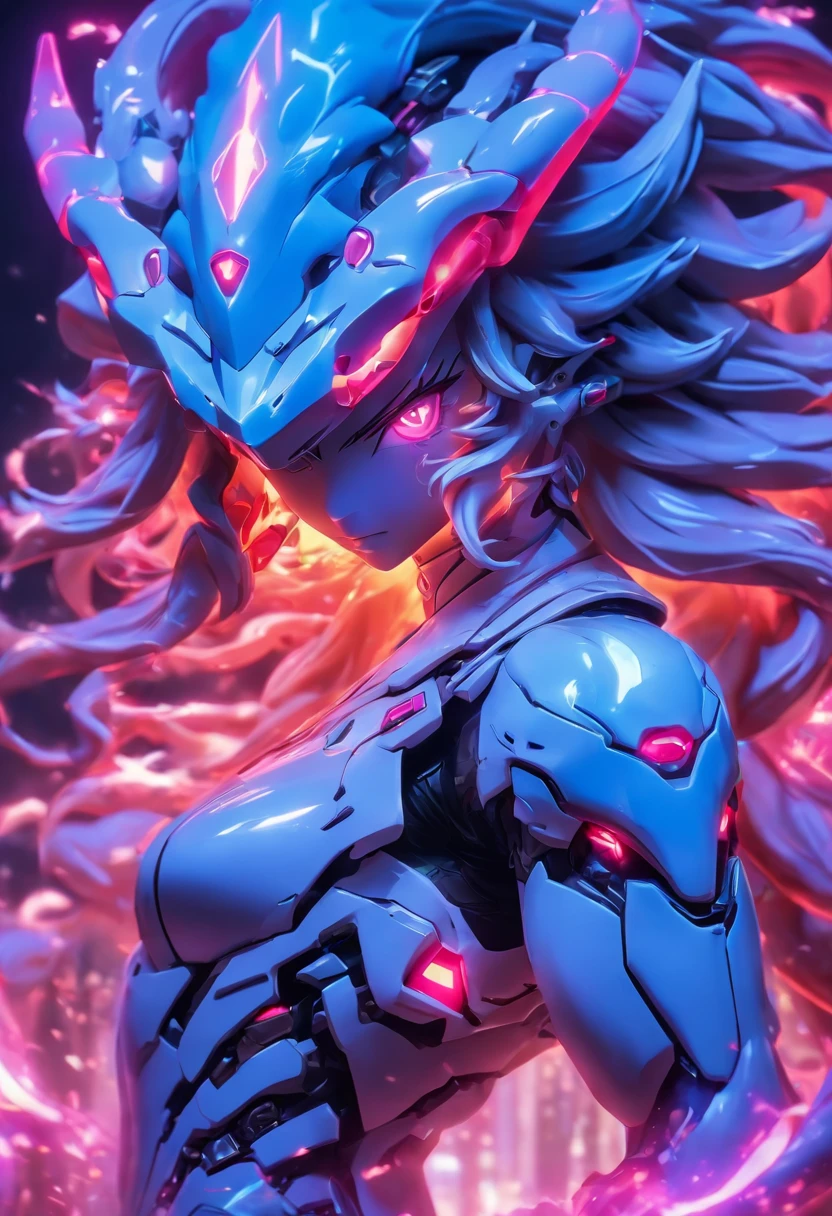 ChinesischDrache, (Blind Box Spielzeug Stil:1.2), (full-body shot) , 1 Transparent Girl,Hinter ihm steht ein durchsichtiger chinesischer Drache, Transparenter Mech, Exquisiter Helm:1.2, Leuchtende Brille:1.2, Cyberpunk, Dreamy glow, leuchtende Neonlichter, sauber, white background, ( Globale Beleuchtung, Rochen-Traching, HDR, Unwirkliches Rendern,Reasonable design, Hohe Detailgenauigkeit, Meisterwerk, best quality, hyper HD, Filmische Beleuchtung)