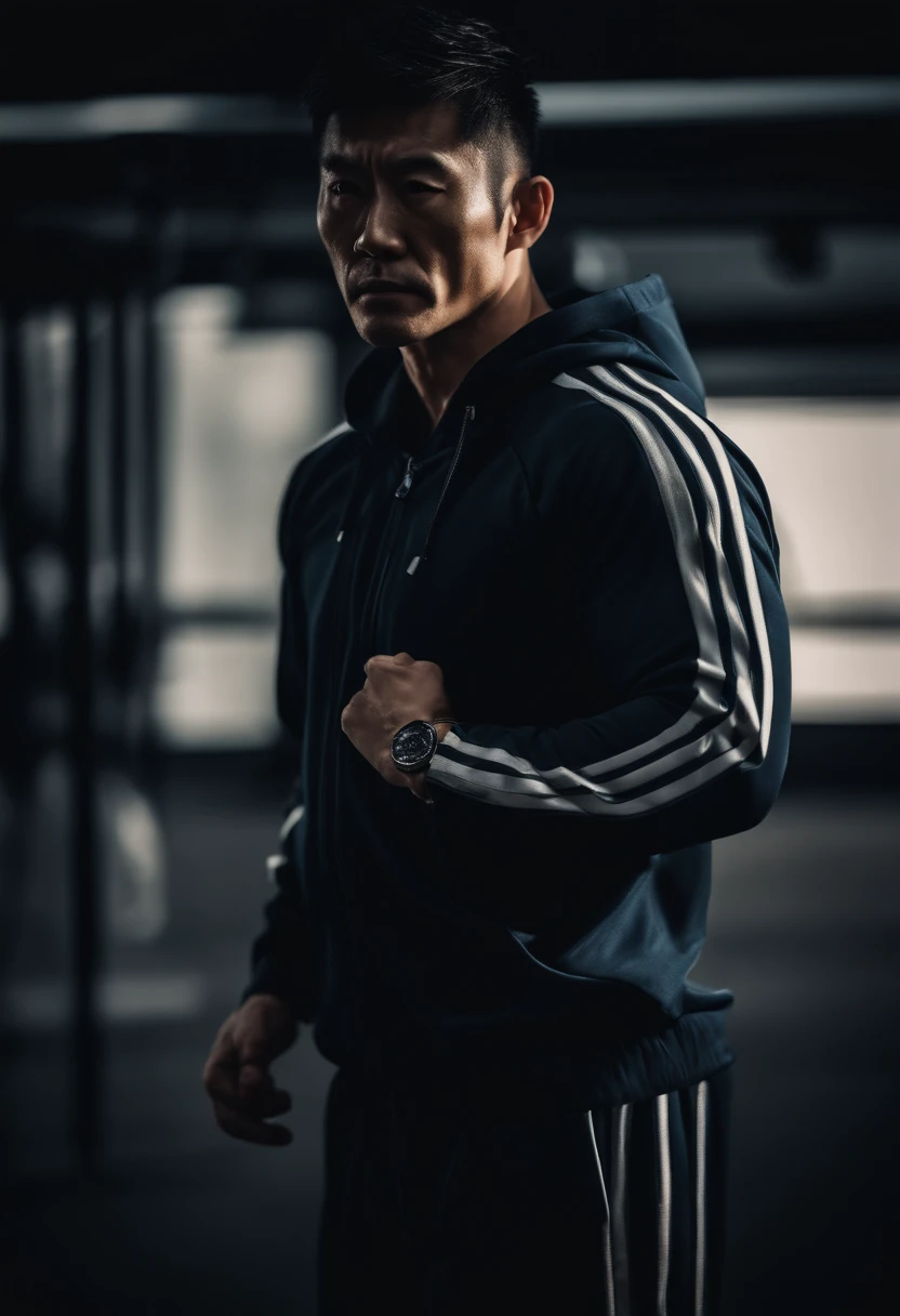 Realistic Muscular Japanese Male Wearing Tracksuit