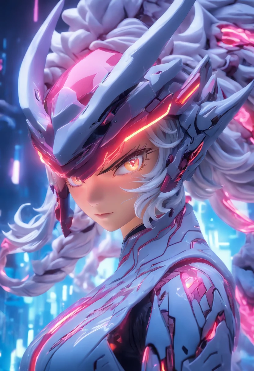 ChinesischDrache, (Blind Box Spielzeug Stil:1.2), (full-body shot) , 1 Transparent Girl,Hinter ihm steht ein durchsichtiger chinesischer Drache, Transparenter Mech, Exquisiter Helm:1.2, Leuchtende Brille:1.2, Cyberpunk, Dreamy glow, leuchtende Neonlichter, sauber, white background, ( Globale Beleuchtung, Rochen-Traching, HDR, Unwirkliches Rendern,Reasonable design, Hohe Detailgenauigkeit, Meisterwerk, best quality, hyper HD, Filmische Beleuchtung)