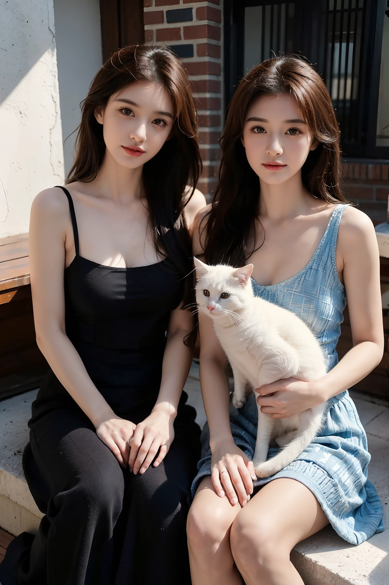 Cartoon, Disney style, oil painted, Intricate, Two adult cats,Two kittens, on a rooftop, Portraits can be shown, kindness, Beauty, softness, Big beautiful eyes, voluminetric lighting, Beautiful, rich deep color, Masterpiece, Sharp focus, Ultra detailed, astrophotography,Ray tracing