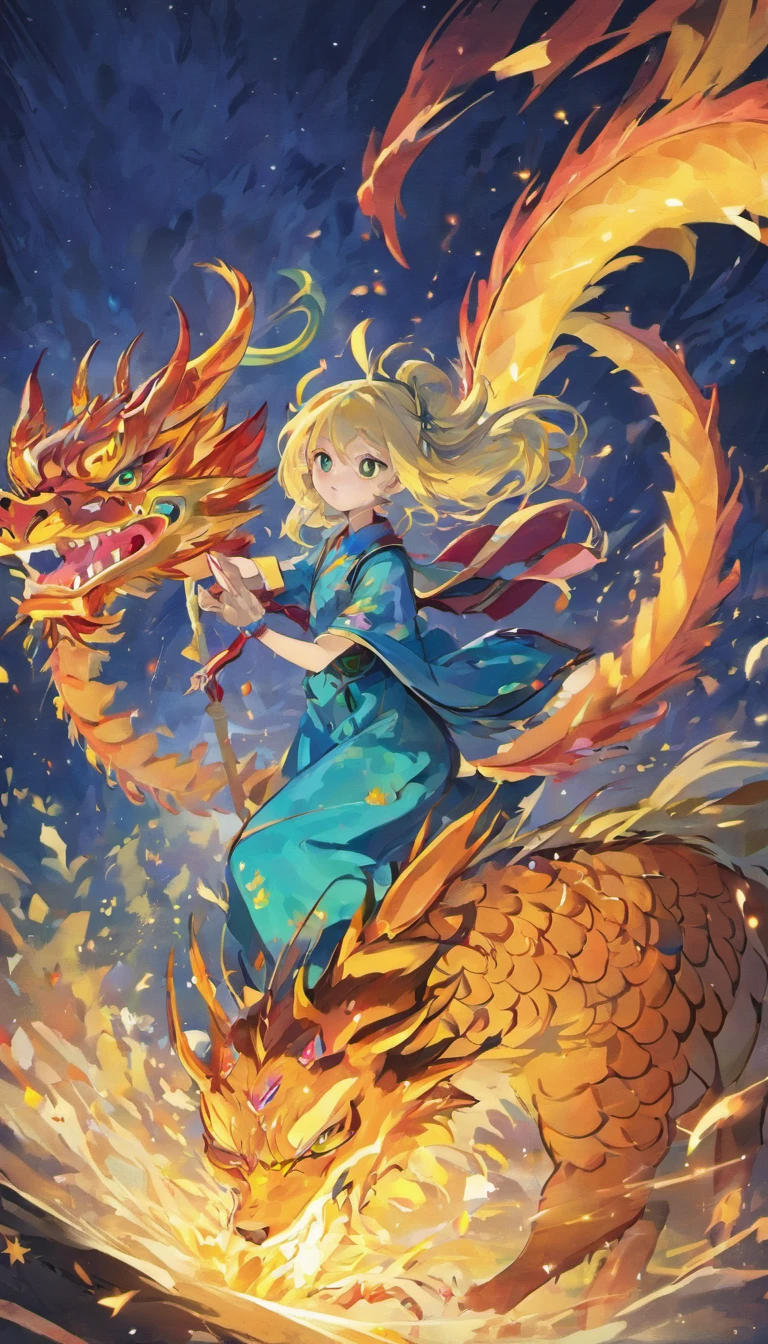 Mid-Autumn Festival、full moon、A Chinese dragon is in the sky，Only dragons，themoon，As estrelas、The lights will be lit、fire works、tradit、celebrating、enviroment、Plaza、Bamboo lanterns、the night、celebrating、Artistically、device、decor、resource，high definition resolution