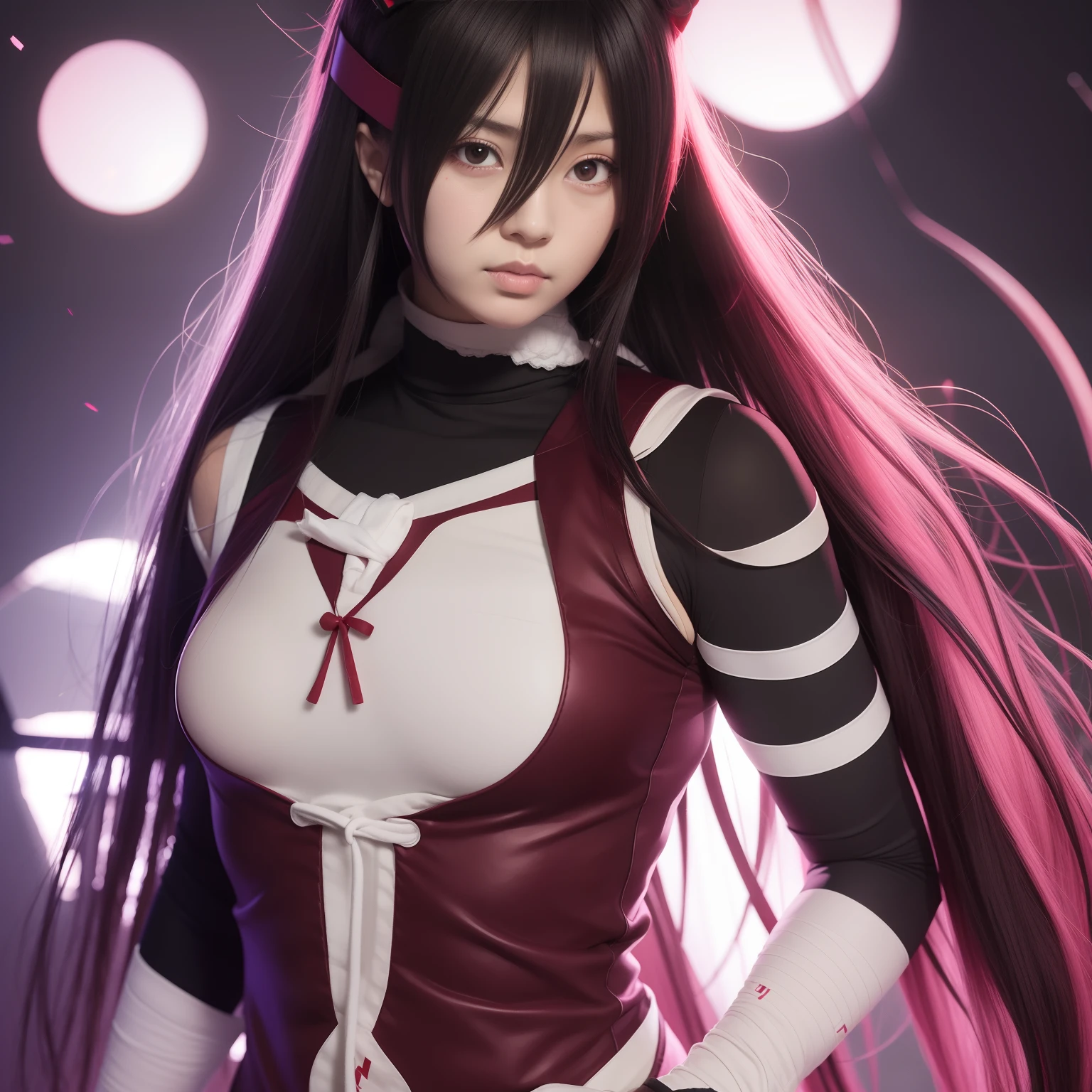 nar_kurenai_yuhi,forehead protector,bandages, full body,red eyes, wariza