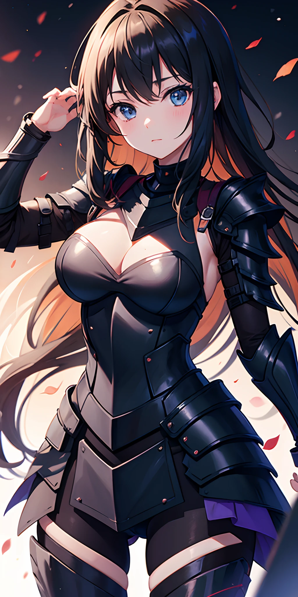 ((anime)), (1 girl), (black armor)
