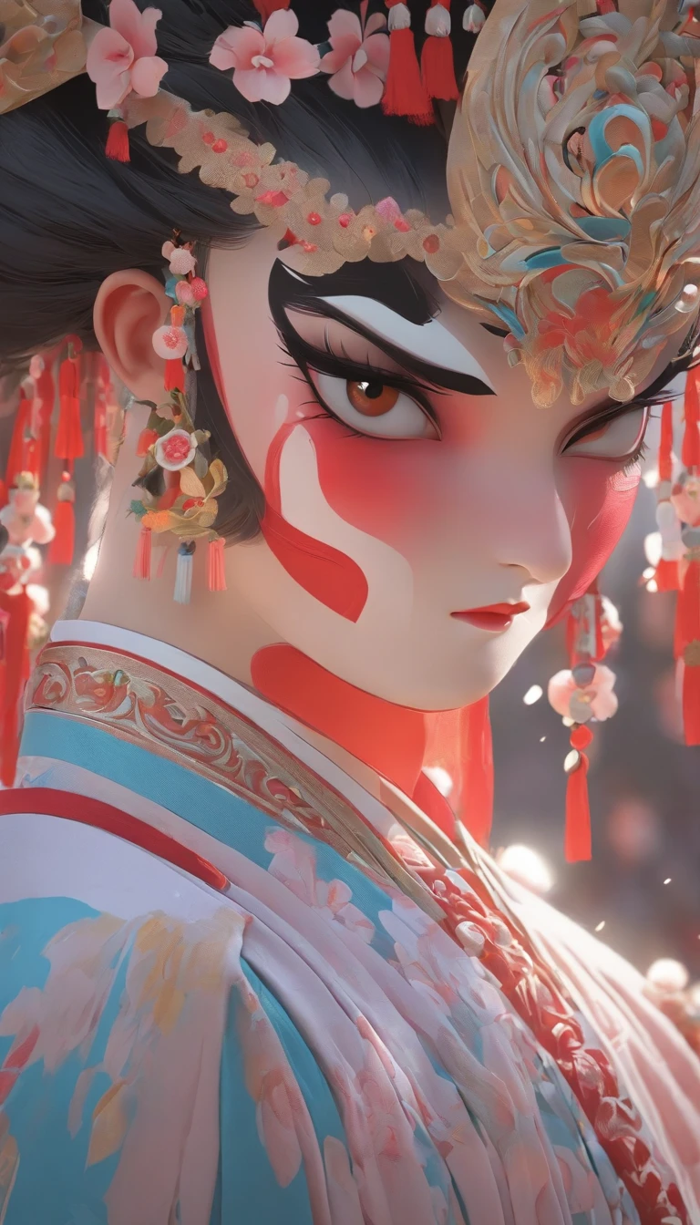 China-style，Chinese drama，Peking Opera costumes，Bai Suzhen costume，Drama Facebook，white colors，中景 the scene is，super-fine，ultra - detailed，high qulity，8K ，Sharply focus the eyes，highly detailed surreal vfx，oc rendered， - AR 16:9 --q 2 --s 1000