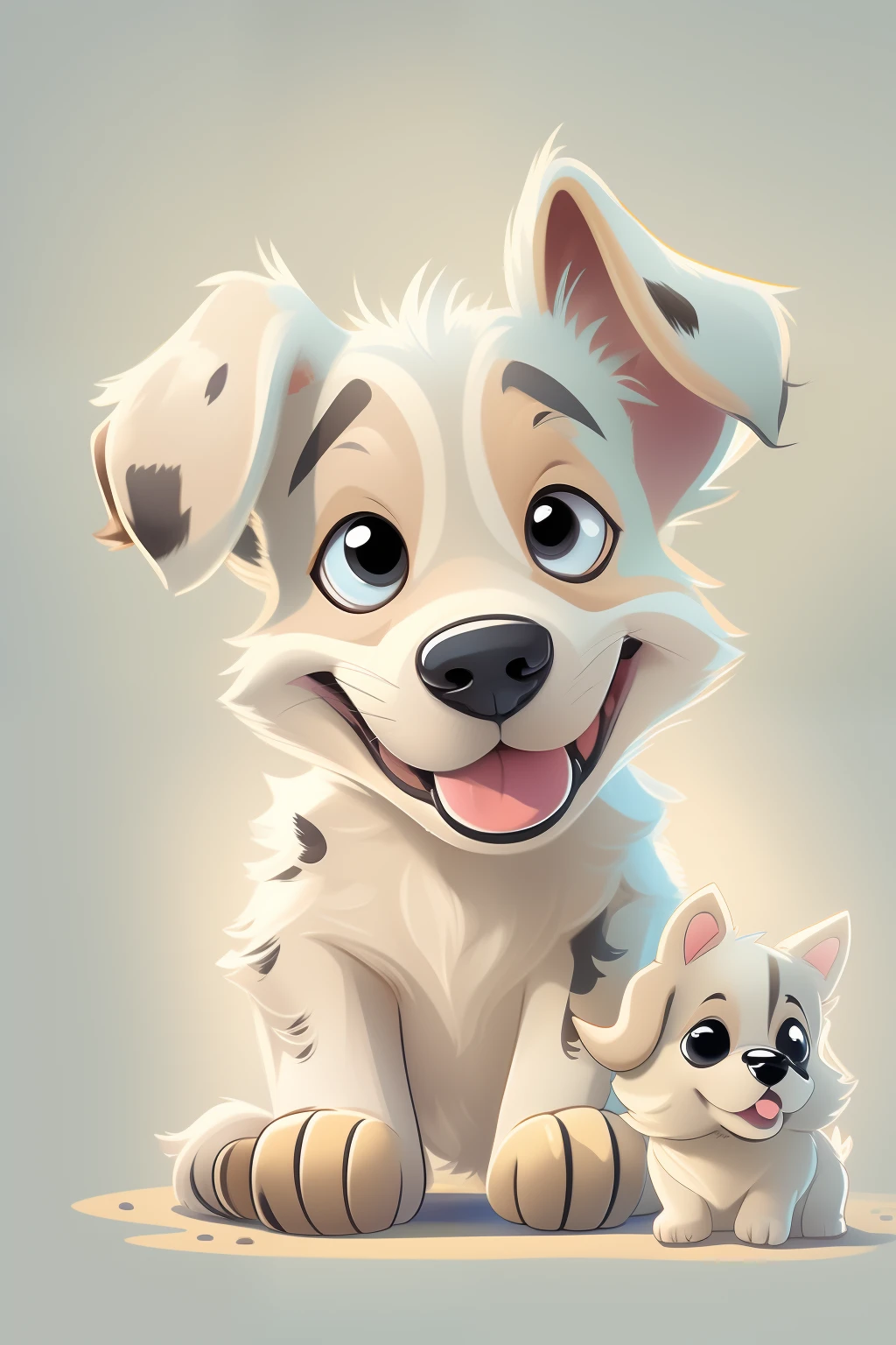 A dog with a puppy, in Disney cartoon style, white background