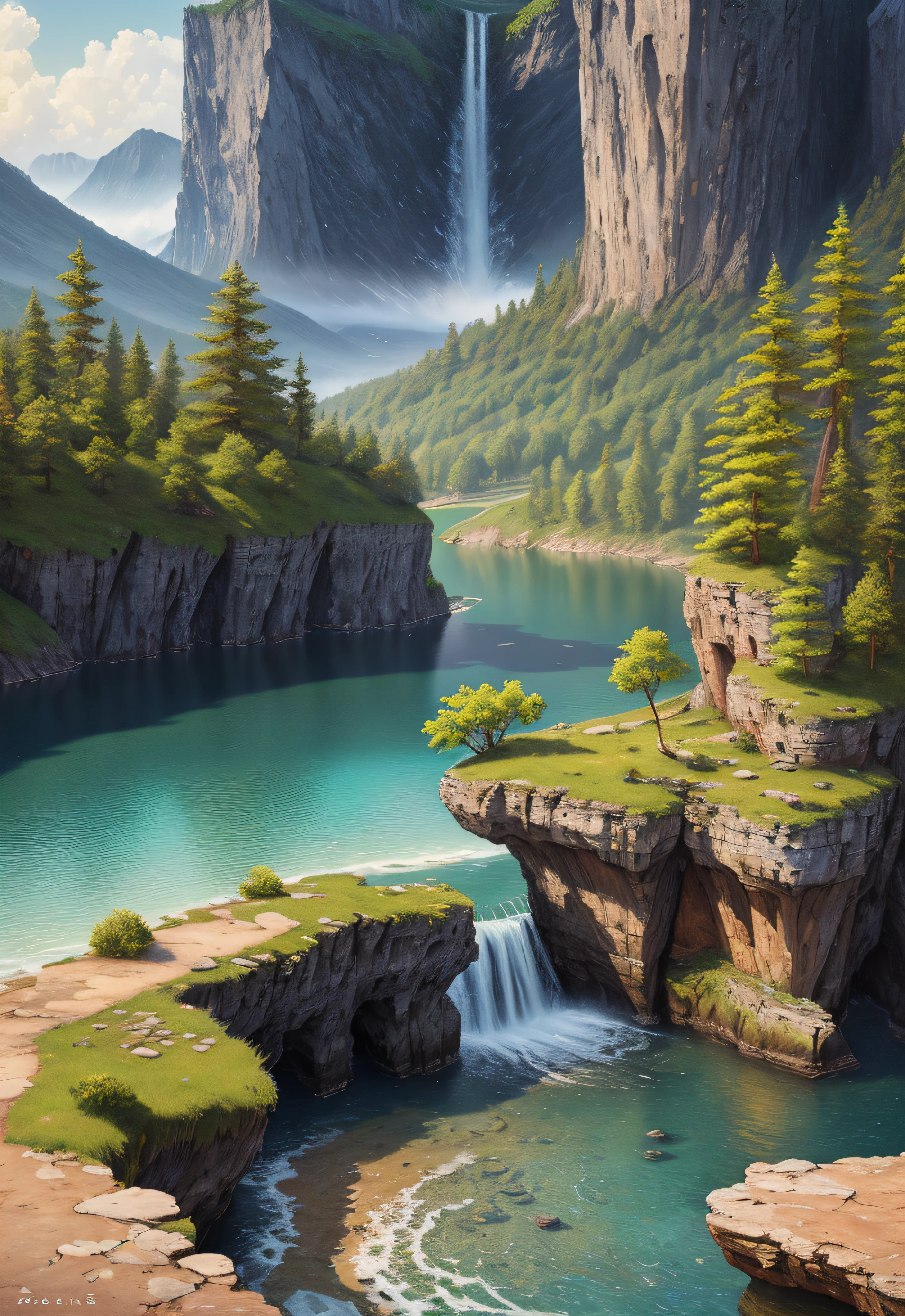 landscape,water,(extremely detailed CG unity 8k wallpaper), most beautiful artwork in the world,professional majestic oil painting,intricate, High Detail, Sharp focus, dramatic, photorealistic painting art