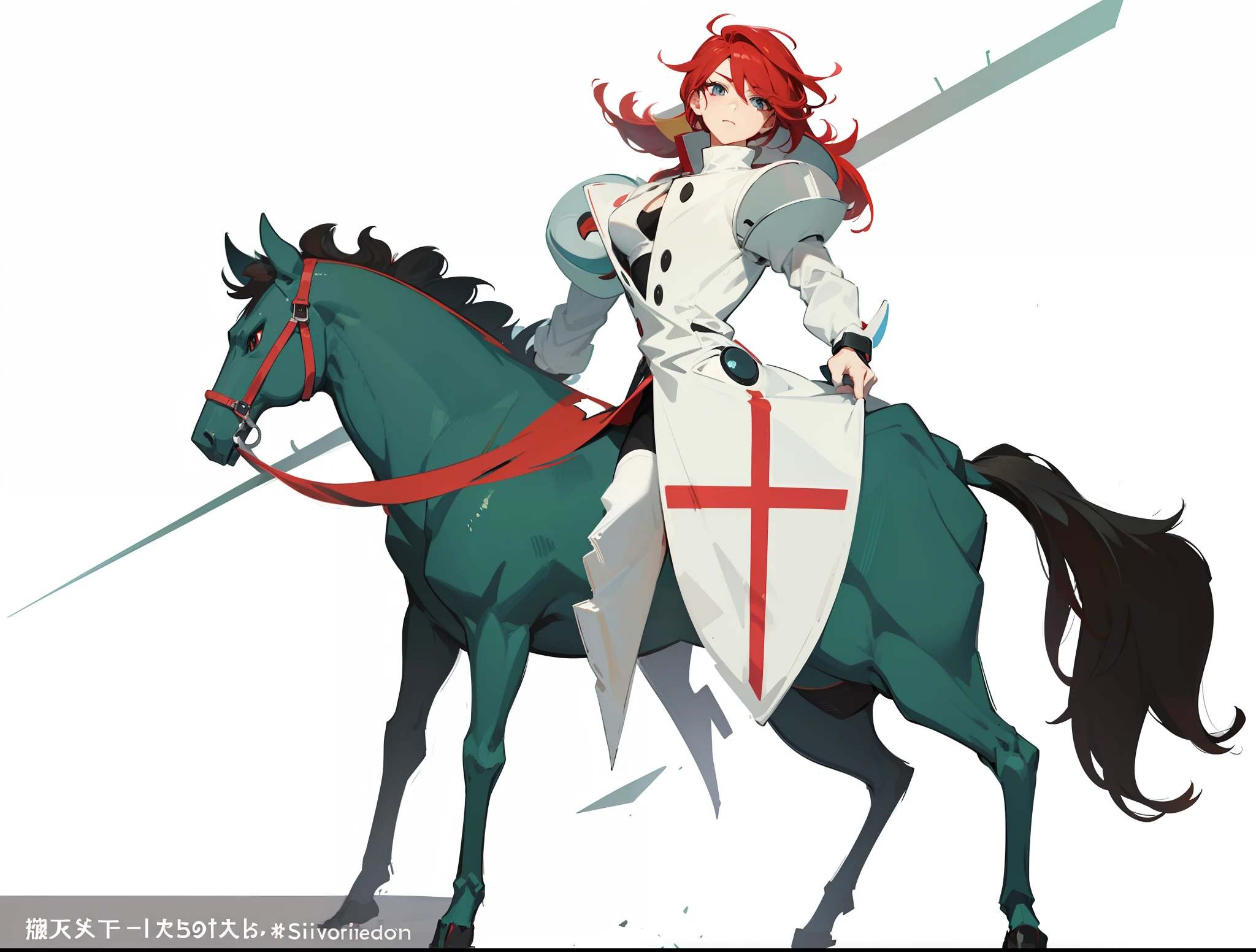 masterpiece,(bestquality),highlydetailed,ultra-detailed, full body, pokemon, red hair, simple background, standing, white background