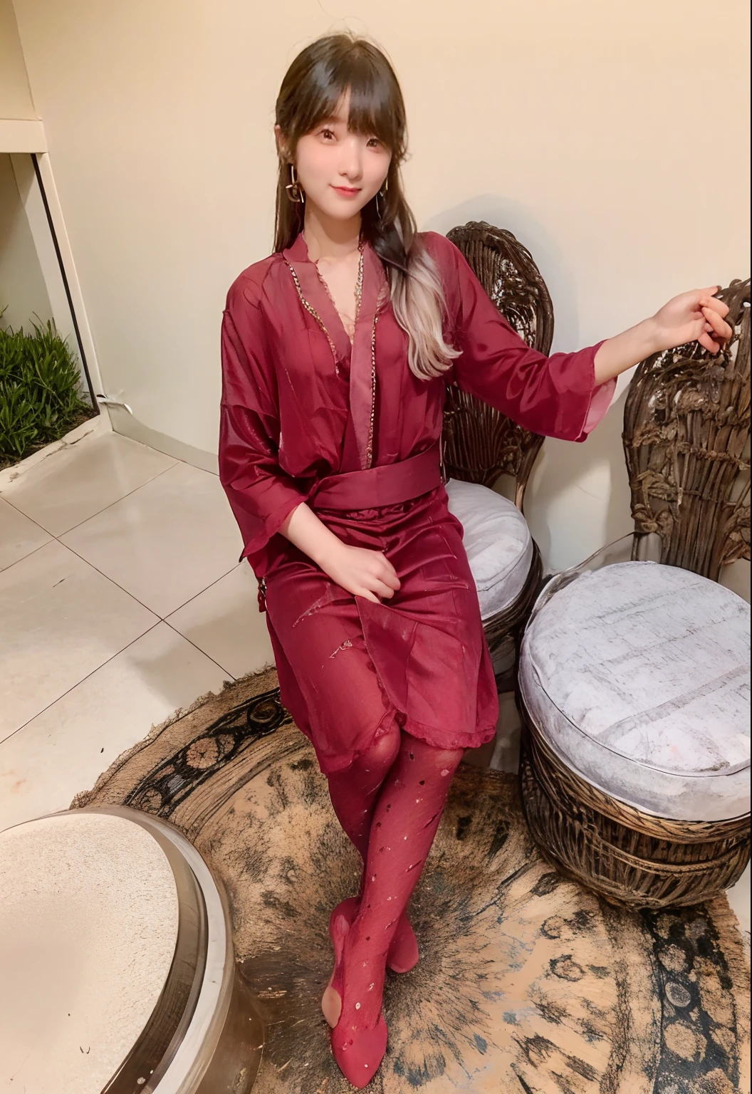 solo,1girl of (20 yo),20 years old girl,young,aged down,
(parted lips),light smile,(thighhighs),
jin clothing,jinstyle,outdoors,(looking at viewer:1.3),see-through,(light blush),
detailed eyes,(intricate:1.05),(looking at viewer),(shiny skin,skindentation),wide angle,
hanfu,
shiny skin, skindentation, best quality, ultra high res, (photorealistic:1.4),