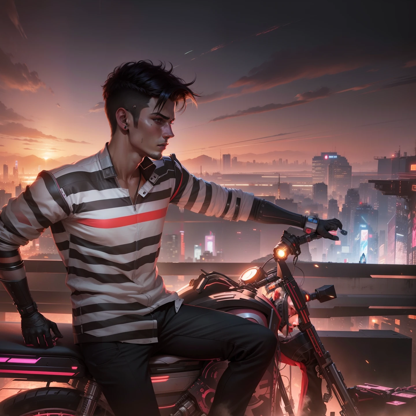 change background cyberpunk realistic face , handsome boy