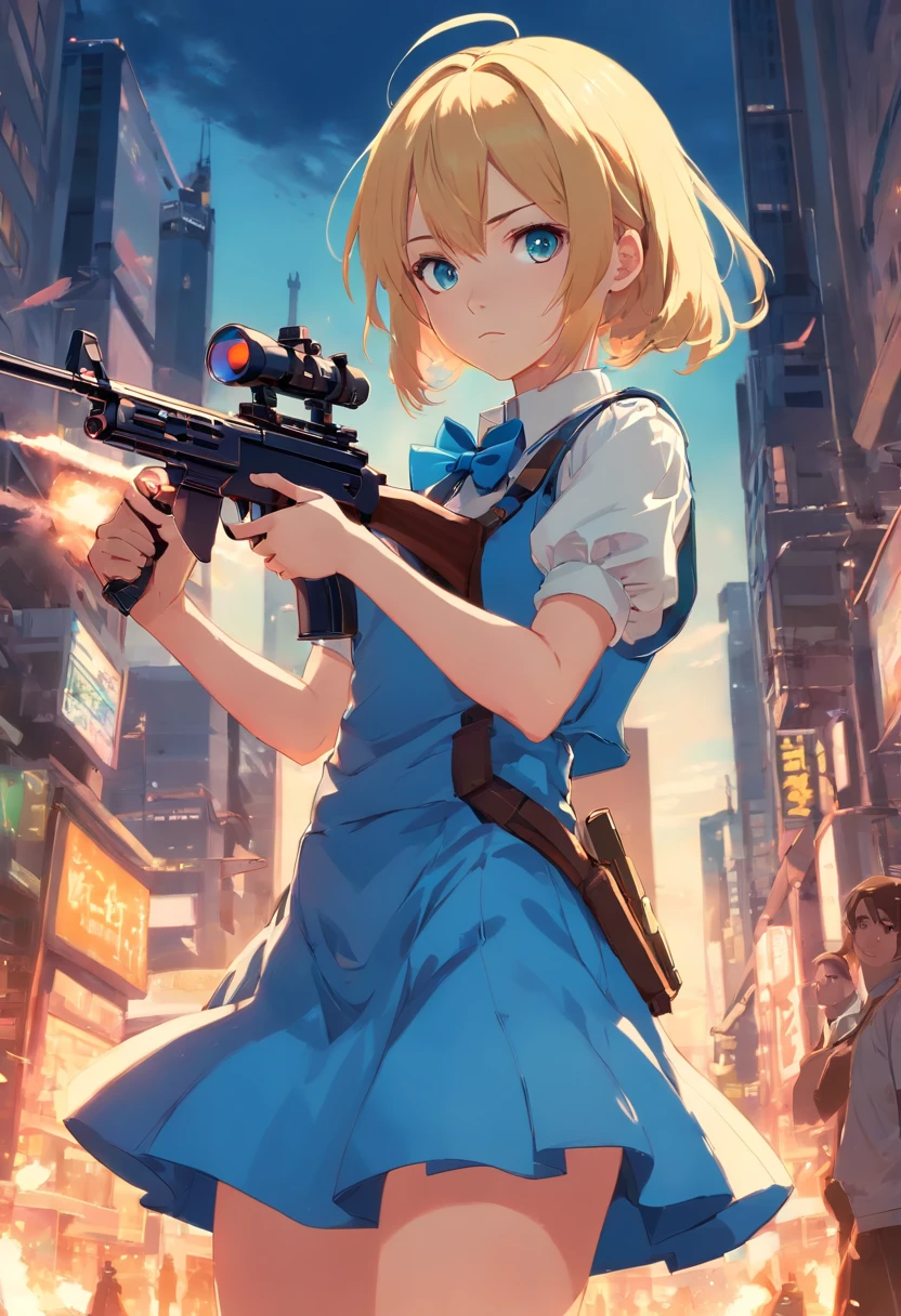 alice margatroid,With a rifle,serious