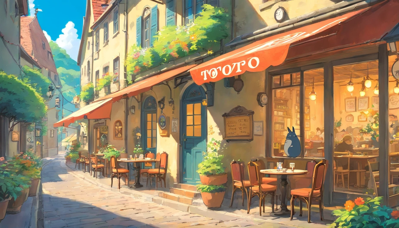 Witch's Delivery Service,Streets in Croatia,cafe terrace,((Totoro))