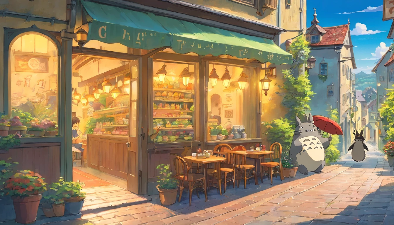 Witch's Delivery Service,Streets in Croatia,cafe terrace,((Totoro))