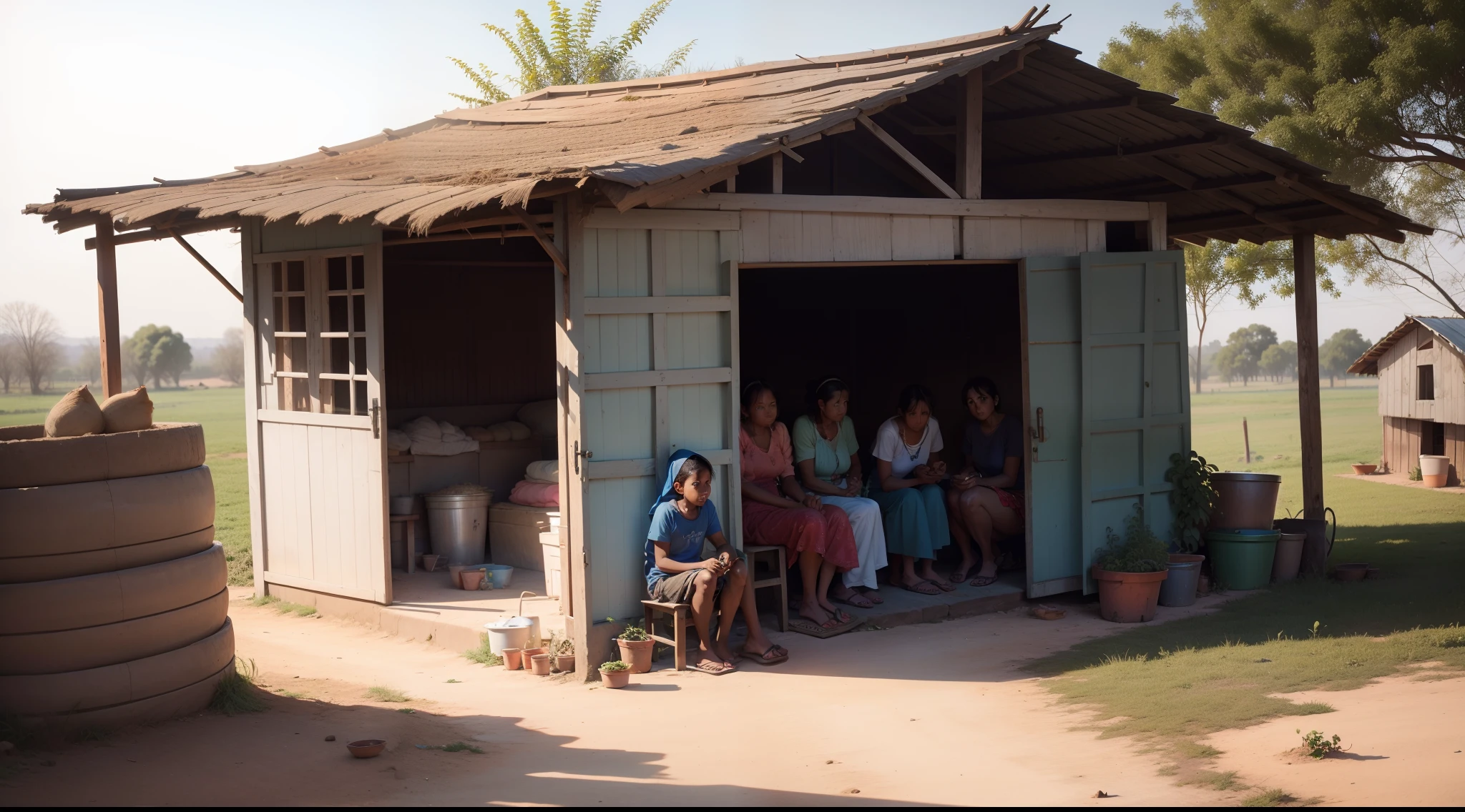 They visited a farm belonging to a very poor family and spent several days there.