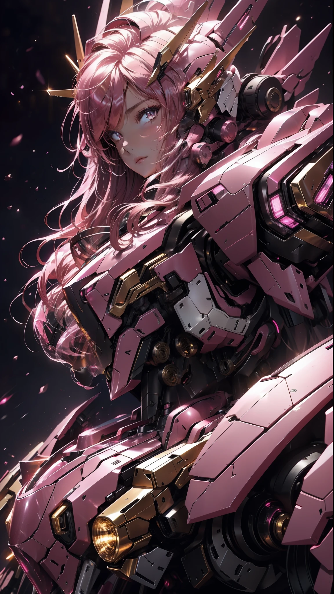 1girl, dramatic lighting,Pink Mecha,Honey Mecha