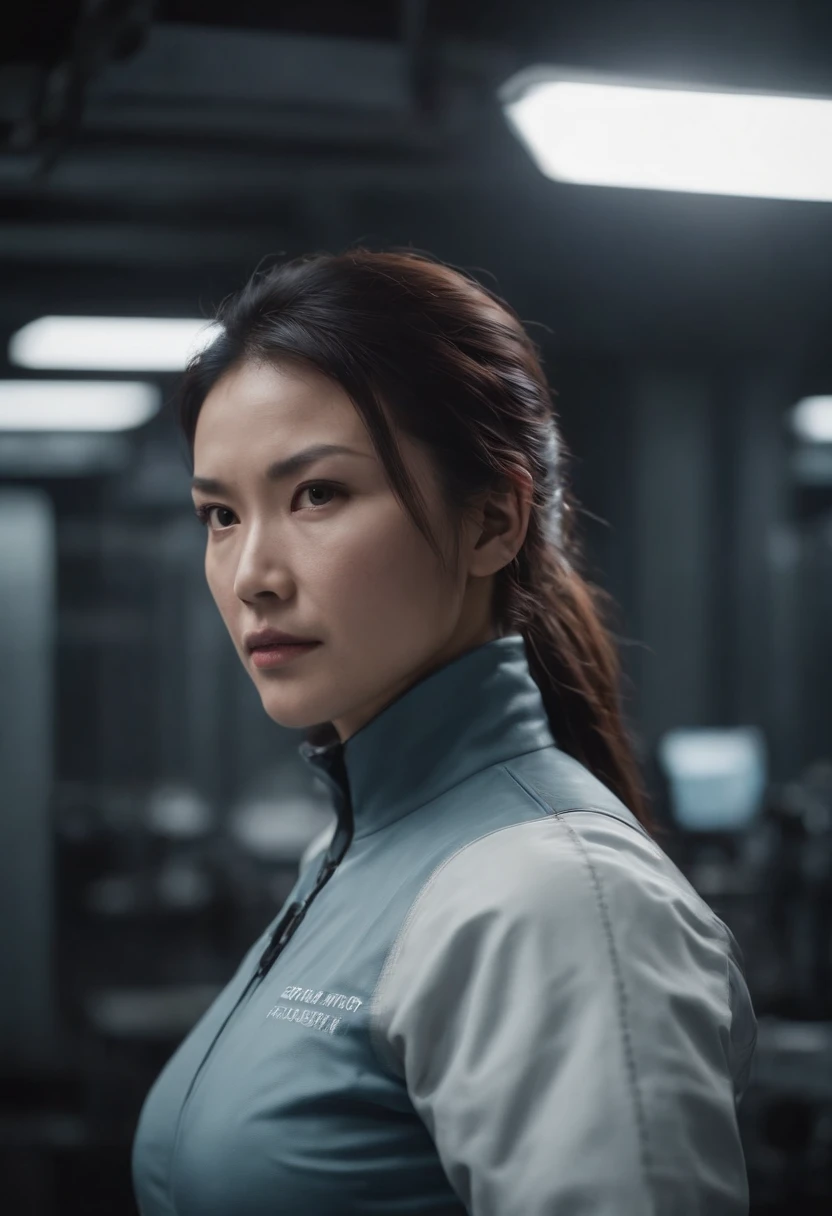 Mei Ling standing in the advanced Metal Gear laboratory. Highly realistic.