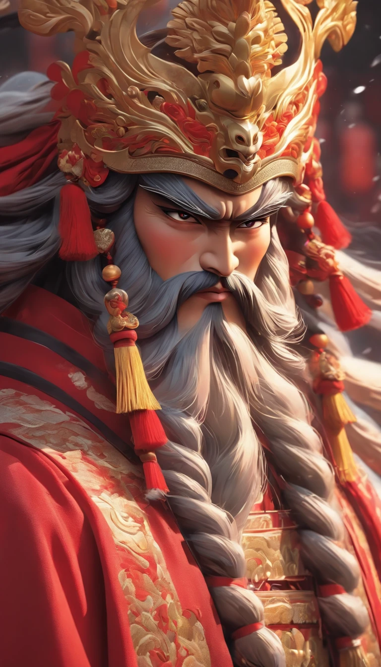 China-style,Chinese drama,Peking Opera costumes,Guan Yu costume,Drama Facebook,red colour,中景 the scene is,super-fine,ultra - detailed,high qulity,8K ,Sharply focus the eyes,highly detailed surreal vfx,oc rendered, - AR 16:9 --q 2 --s 1000