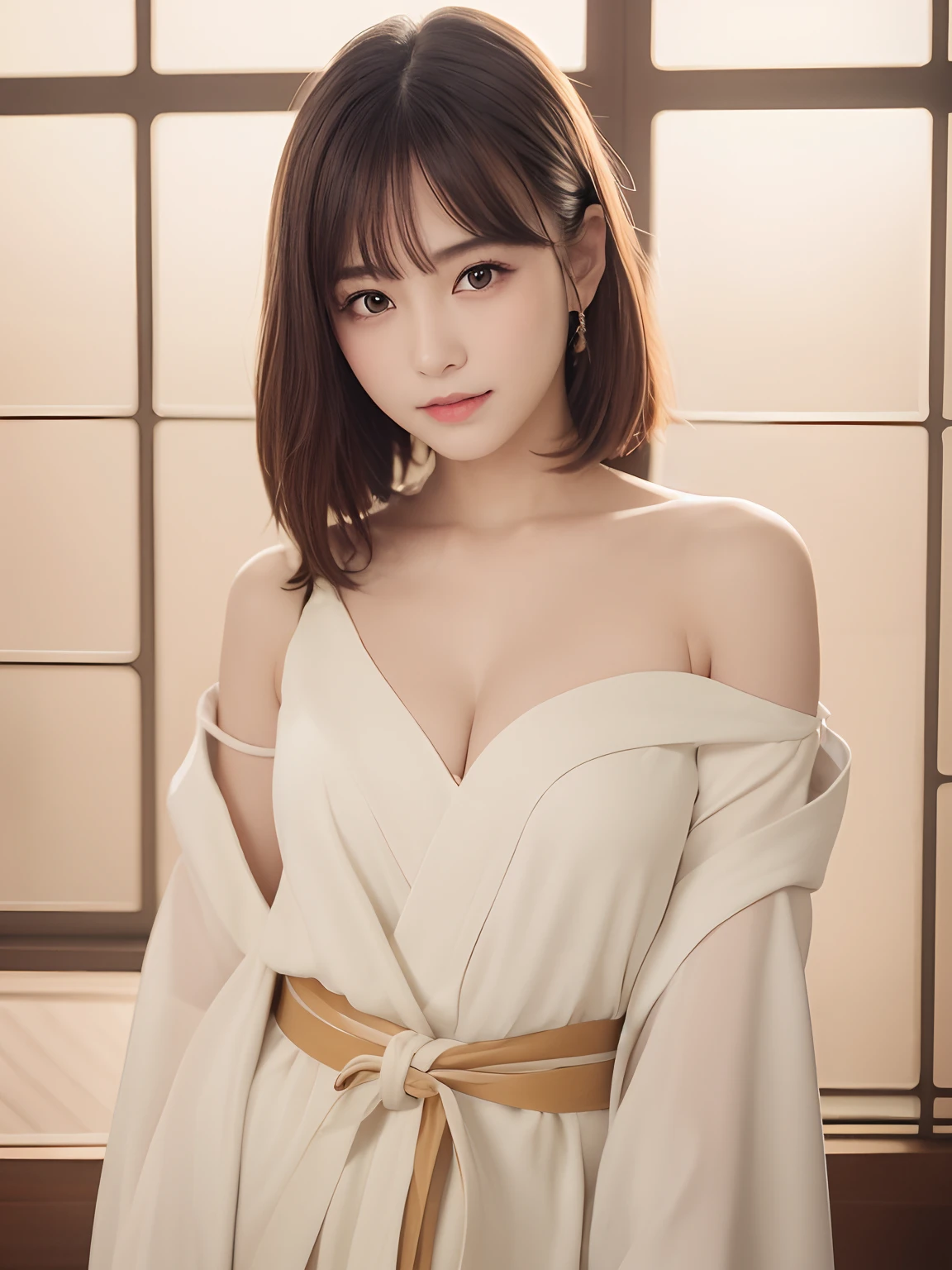(Photorealsitic:1.4), a smile、Fluffy smile、Japanese Idol、Realistic high-resolution details of human skin texture 、(Top image quality:1.0), (超A high resolution:1.0),、up hairstyle、(( The eye、Perfect mouth、Symmetrical eyes、))Raw photography, (masterpiece:0.2), (pureerosface_Right and left eyes or the same size、v1:0.5)、(Best Quality Detail:1.2)、Red kimono, Kimono with Japanese pattern,Floral scrunchie, Beautiful skin, Facing the front,Smile faintly The Land of Japan,Japanese garden,Luxury Japanese-style room, (Realistic:1.3), , (masutepiece:1.2), (Photorealistic:1.2), (Best Quality), (Intricate details),、long lashes, , Perfect dynamic composition, Beautiful detailed eyes, cleavage, Full body、perfect eyes、big eye、Natural Color Lip, full body Esbian、20 years girl、is looking at the camera