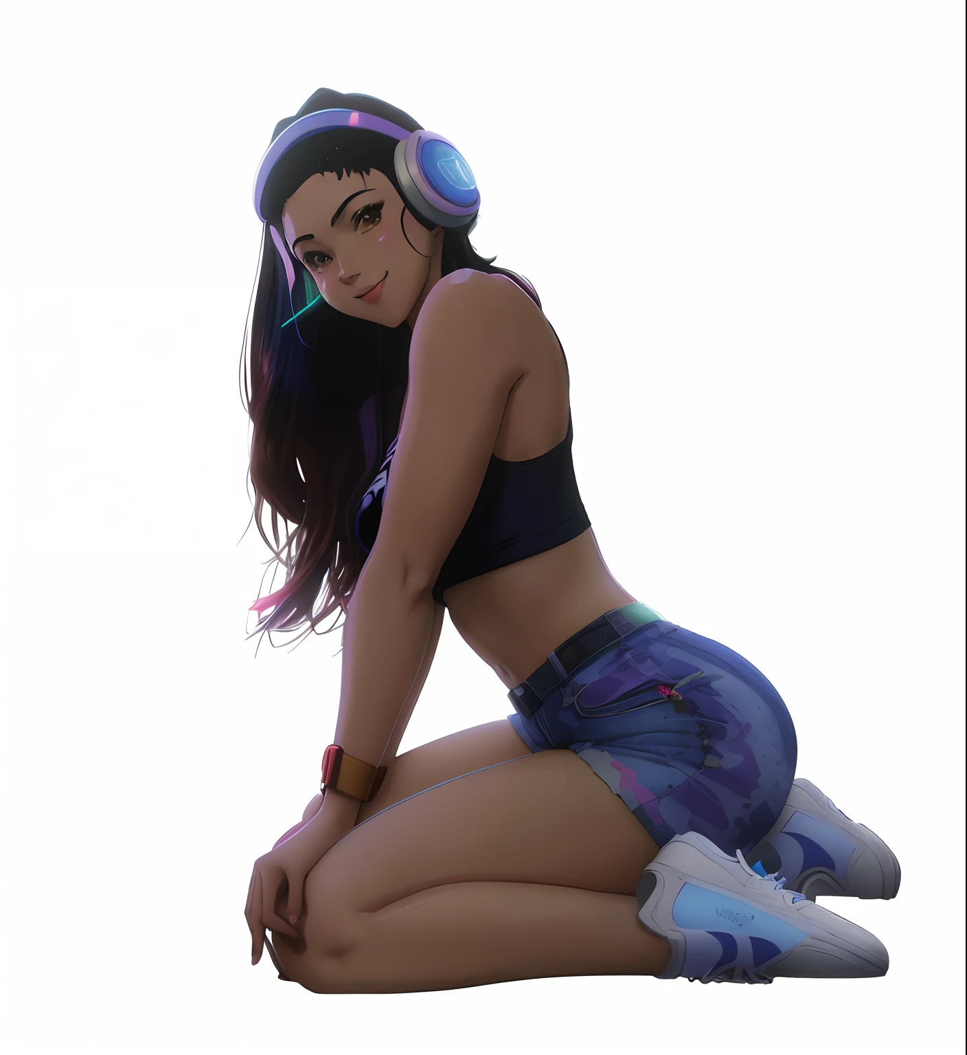 Anime Vaporwave Vintage 90's Style Environmental Anime Great shot of a chaotic
Arcade at night; uma mulher sorrindo usando streetwear; Directed by: Kuvshinov Ilya, arte de linha, arte arcade ambiental
