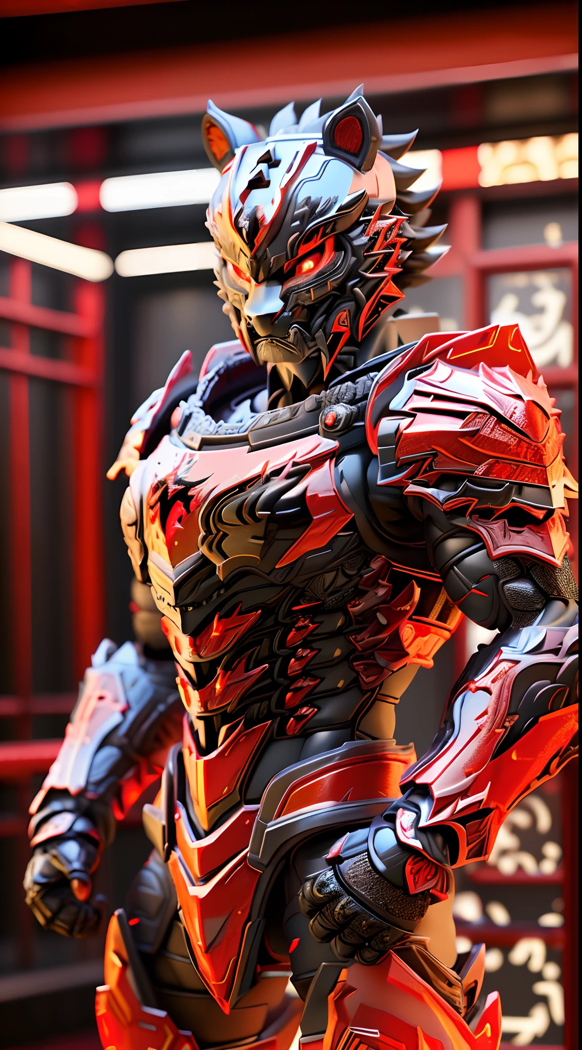 CHINESE TIGER, (Red, Black:1.5), DRAGON HEAD, HEAVY CRYSTAL ARMOR, TRANSPARANT, MUSCLE BODY.