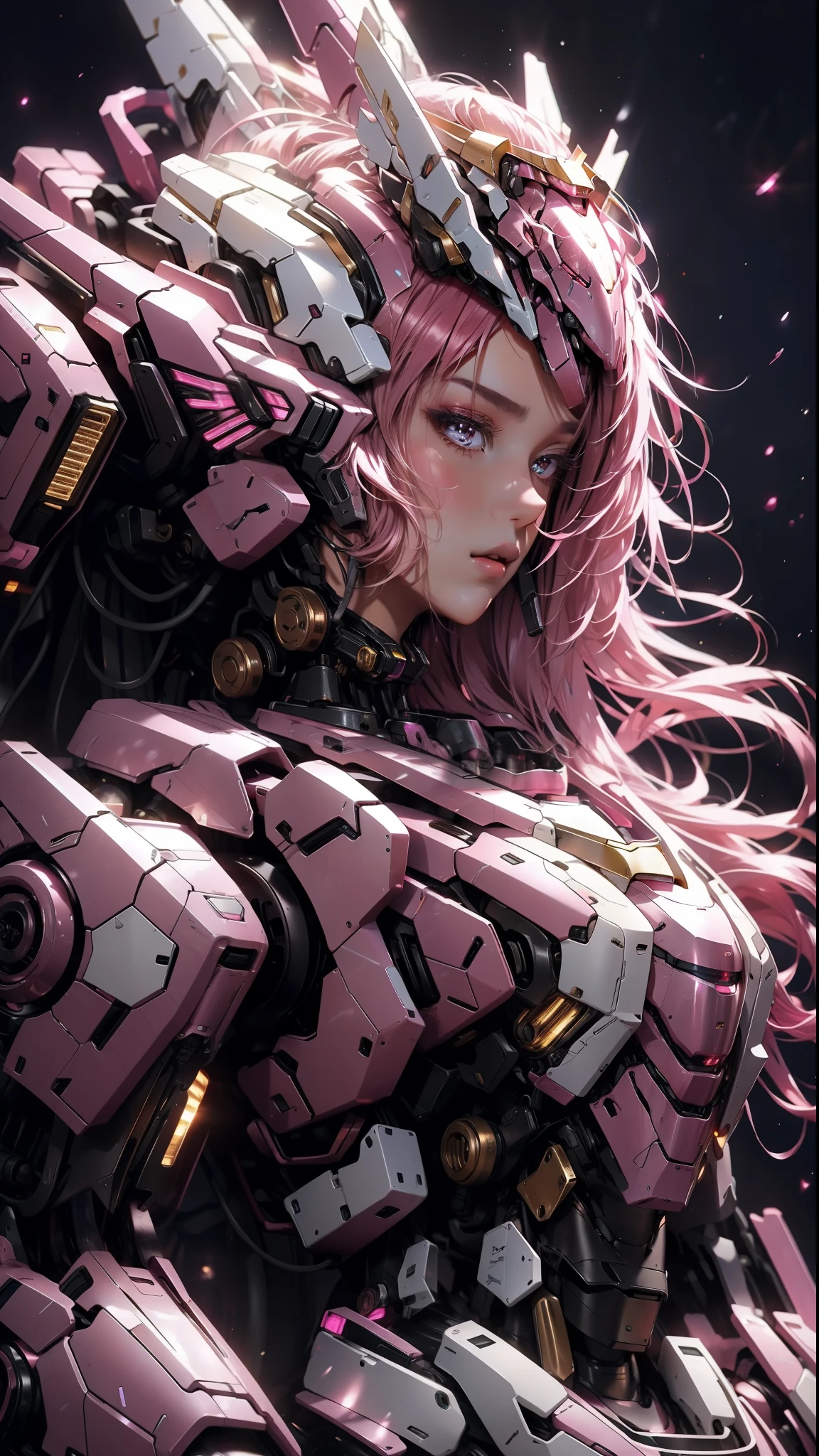 1girl, dramatic lighting,Pink Mecha,Honey Mecha