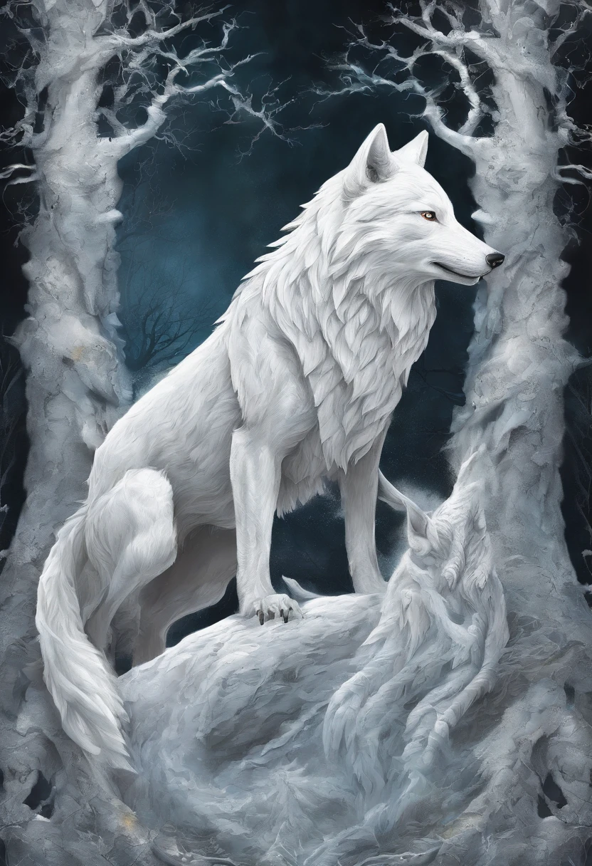 A hideous white wolf broke free from its chains，Crazy roaring and roaring