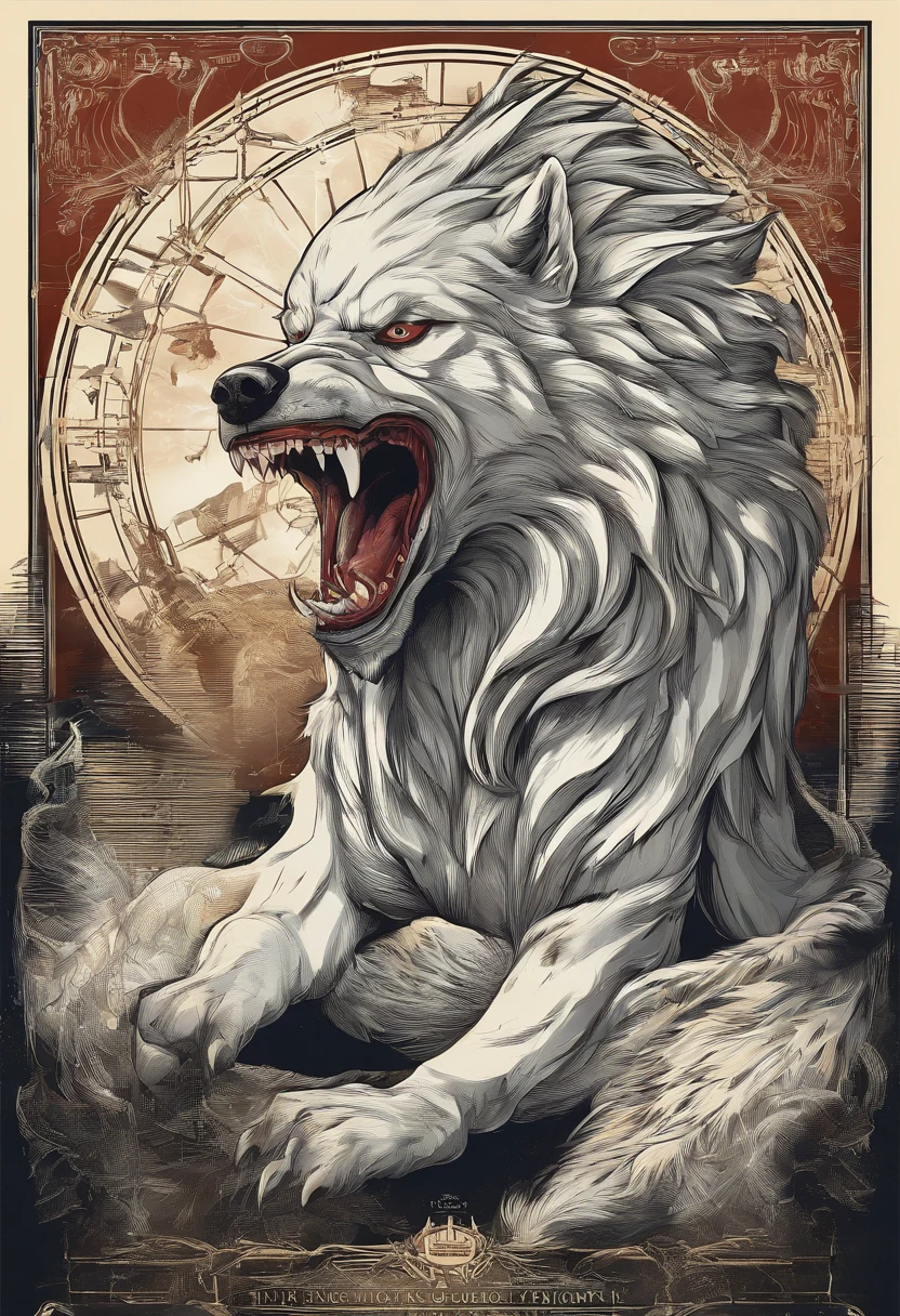 A hideous white wolf broke free of its chains,A crazy roar between wind and lightning