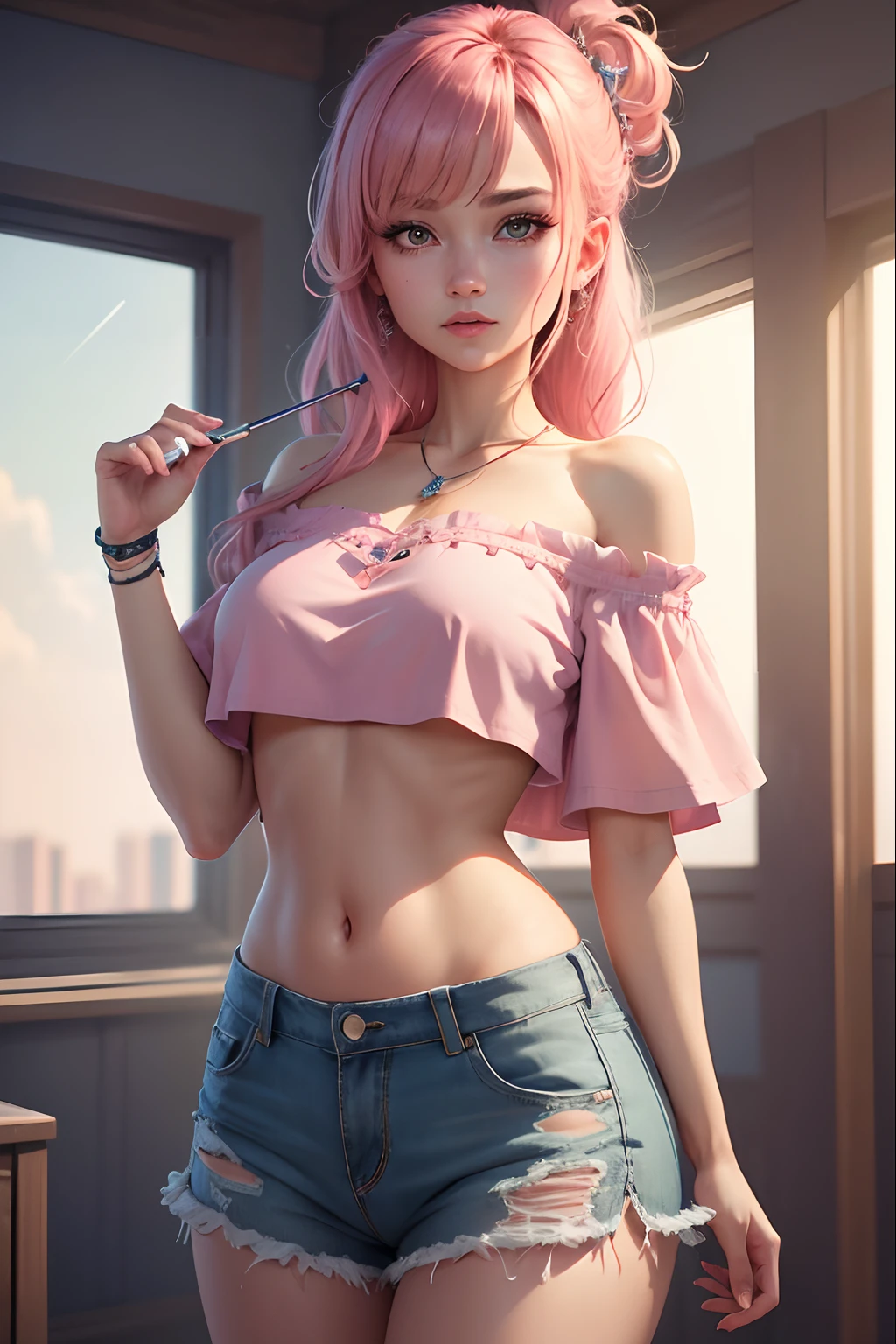 small breasts, small breasts, peeping pink peeps,(masterpiece), best quality, extremely detailed, (watercolor), flower, delicate and beautiful, illustration, (from below),(1girl:1.4), goring_covering_boobs_one_arm, (single:1.2), (perfect breasts:1.2), (open rib sweater peeping over peeps:1.3), off-the-shoulder sweater, (see-through shorts:1.2), (( Caucasian skin:0.8)), beautiful eyes, ( tousled and curly hair), photography, shot over the shoulder, by Alex Maleev, professional, sharp, bokeh, studio quality, fisheye lens, beautiful seductive Caucasian girl, sexy provocative pose, lamp and lantern, floating vintage clock, exposed small breasts, visible pubic hair, view from below, floating antique clock, cloudy night sky storm, sunset red clouds storm cloudy, rough sea, psychedelic waves, skin and clothes wet with water, drops of water, floating bubbles, magical lights,face by tom bagshaw art station,, Moon Goddess, Full Length Figure, Contemptuous Gaze, Detailed Face, (Naked: 1.4), (See-Through Lingerie: 1.3),Transparent clothing, slight smile,Jean-Baptiste Monge style, bright, beautiful , splash, Glittering , cute and adorable, filigree, , rim lighting, lights, extremely , magic, surreal, fantasy, digital art, , wlop, artgerm