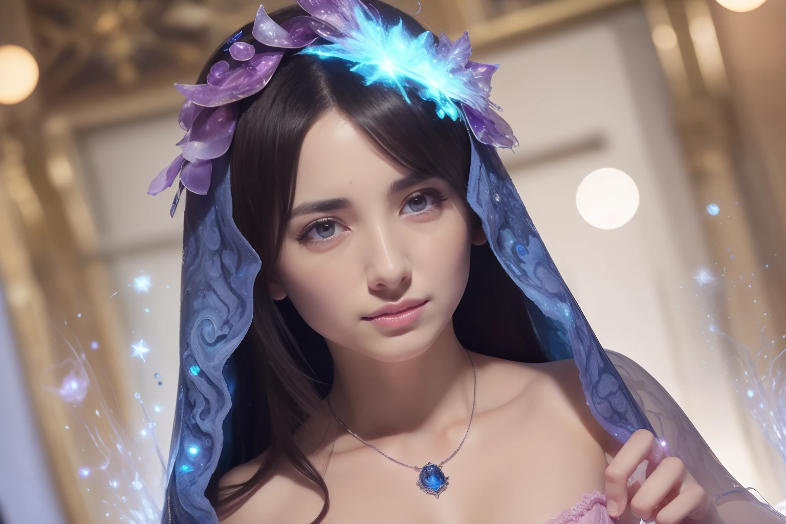 (Expression of ecstasy:1.2), From Side, Photorealistic, Official art, Unity 8k wallpapr, 8K Portrait, Best Quality, Very high resolution, (Incredibly beautiful nature background:1.6), One girl, One beautiful teenage italian girl, sixteen years old, Obscene, (Sexy and glamorous:1.1), (A coquettish expression:1.6), (small breasts with raised pink areolas,,,,,,,,,,,,:1.6), Vulgarity, (seductively smiling:1.2), (full body1.0), (erotic posing:1.5), (Magic Attack Pose:1.6),(magical effects like sparkles or energy:1.5), (Electric shock from hands:1.1), (Detailed blue bodysuit with beautiful fractal or marble design:1.5), (Beautiful and d delicate ruby, topaz, emerald and sapphire jewelry:1.45), Beautiful seductive face, Portrait, (Thick eyebrows:1.2), (Big purple eyes:1.2), Beautiful eyes with fine symmetry, (Ultra detailed eyes:1.4), (High resolution eyes:1.1), Intimate face, (ultra detailed skin texture:1.4), White skin, pale skin, Perfect Anatomy, Thin, (Beautiful toned body:1.1), Hair Bow, (Moist skin:1.1), full of sweat, No makeup, dark circles, Good anatomy, Focus Face, Good looking ing, (Emilia Clark:0.6) (Emma watson:0.3),(Jennifer Connelly:0.4), (sensual face:1.5), Elegant face, Nice, Dolce, Cyberpunk Sci-Fi, (Gauntlets with intricate and beautiful designs:1.2), Blurred background, Blurred foreground, depth of fields, (Motion Blur:1.1), Complex and colorful biomechanical bodysuit, Zentangle, mandalas, Entangled, (Small breasts:1.2), Sheer breast, (Beautiful :1.2), (NSFW:1.2), large hips, drivel, Juice stain, grabbing on breasts,