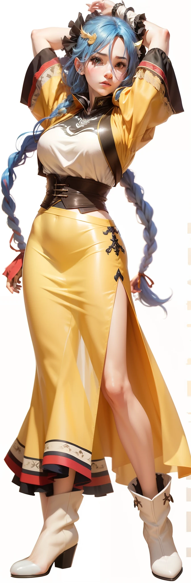blue hair,hentail realism, shadowing,,character sheets, reference sheet, Standing painting, 8K, Super detail, 1080p, Women's HD, Slim,Female 4K, 8K, 16k, A high resolution, Best quality, High quality, Anatomically correct, Masterpiece, ccurate, hyper HD,As graceful as a swan,unreal-engine, Ghibli-like colors, anime big breast, Standing painting, angle of view,magestic,Yarn skirt,ssee-through,Sheer skirt,Visible skin