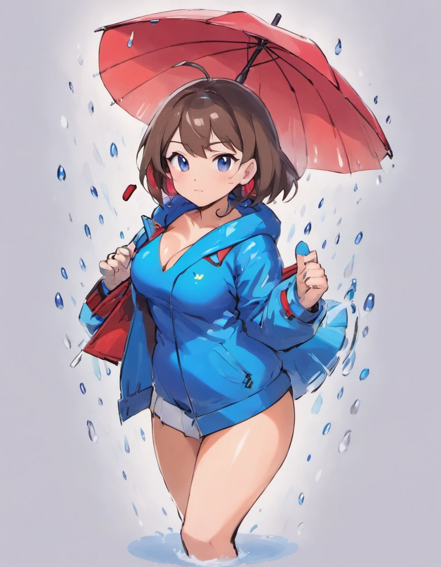 nsfw,(((masterpiece))), 1 girl, alone, looking at the viewer, short hair, brown hair, long sleeve, cleavage, medium breasts, closed mouth, clavicle, Jacket, open clothes, open Jacket, blue Jacket, ground vehicle, play sports often, bicycle,(sexual fluid overflowing:1.5)、(angle from behind:1.5)、bicycleにまたがっている