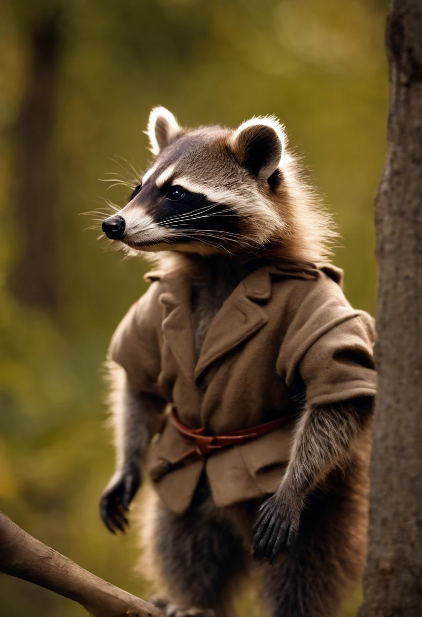 (Best Quality,hight resolution), Anthropomorphic raccoon character, adorable, Small, Walking on two legs, in different 10 poses, 19th-century blue coat, Character Sheet, sitting, Standing, facing forward, side glance, seen from behind, Multiple postures and facial expressions, watercolour