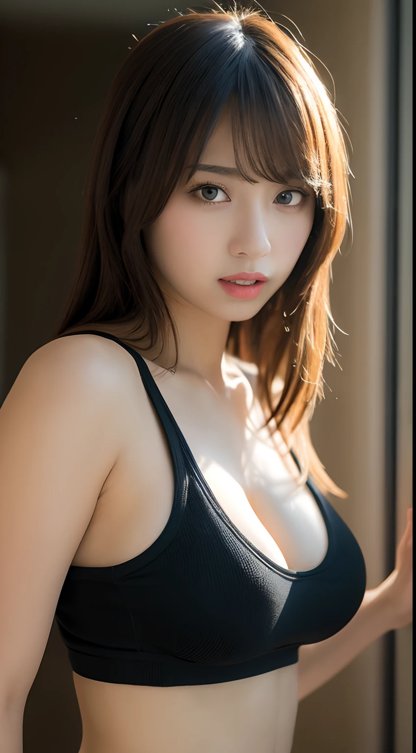 Ai Shinozaki in underwear、pink straight hair、huge tit、Top image quality、full body detailing、the golden ratio、Damage processing、​masterpiece、RAW Photography（Black straight hair）（a pale、femele、short、thin、straight、huge tit）、full bodyesbian、face perfect、Amazing eyes、vibrant detail、（highdetailskin）、（dark）、Aurora、（back lighting：0.5）（super detailing）、foco nítido、soft colours、8K、consciousness、8mm film food、war photography