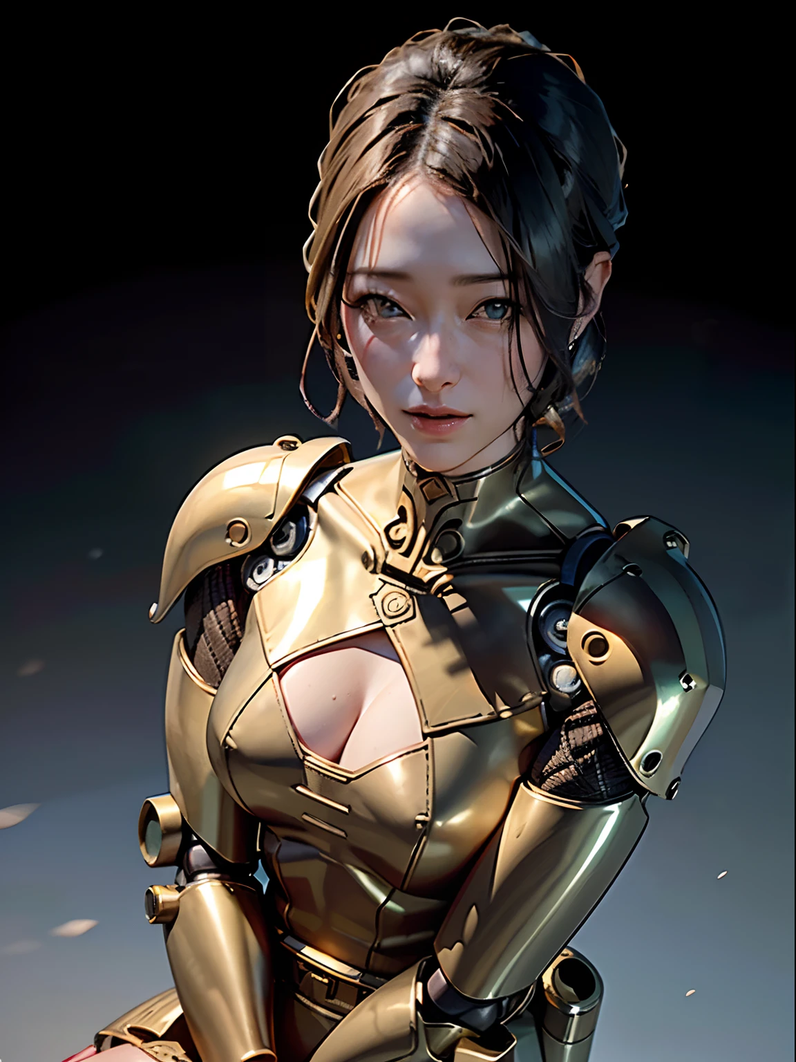 zhongfenghua, (RAW photo, best quality), (realistic, photo-realistic:1.3), extremely delicate and beautiful, Amazing, finely detail, masterpiece, ultra-detailed, highres,best illustration, best shadow,intricate,depth of field,(dramatic lighting:1.4),(from above:1.2),sharp focus, volumetric fog, 8k UHD, DSLR, high quality,(film grain:1.4), Fujifilm XT3,full body,A beautiful young woman wearing black trench coat, half human half robot face, ((1 robot,1 robot,Mechanical costalis,Mechanical spine))|Monotonous metallic color,Metal has no color, robot no color,robot girl,metallic mixture,cyborg girl)),looking at viewer, facing front, fighting stance
(Cable:1.2),(Transmission tube:1.2),(Machine eye:1.3),((Mechanical part connection)),((both arms)|(complex mechanical component:1.2~1.6)),((costalis)|(robot joints:1.2~1.6)), ,streamlinerai mecha,(lightsaber),earth,milky_way,starry,water,((armor)),water,wave