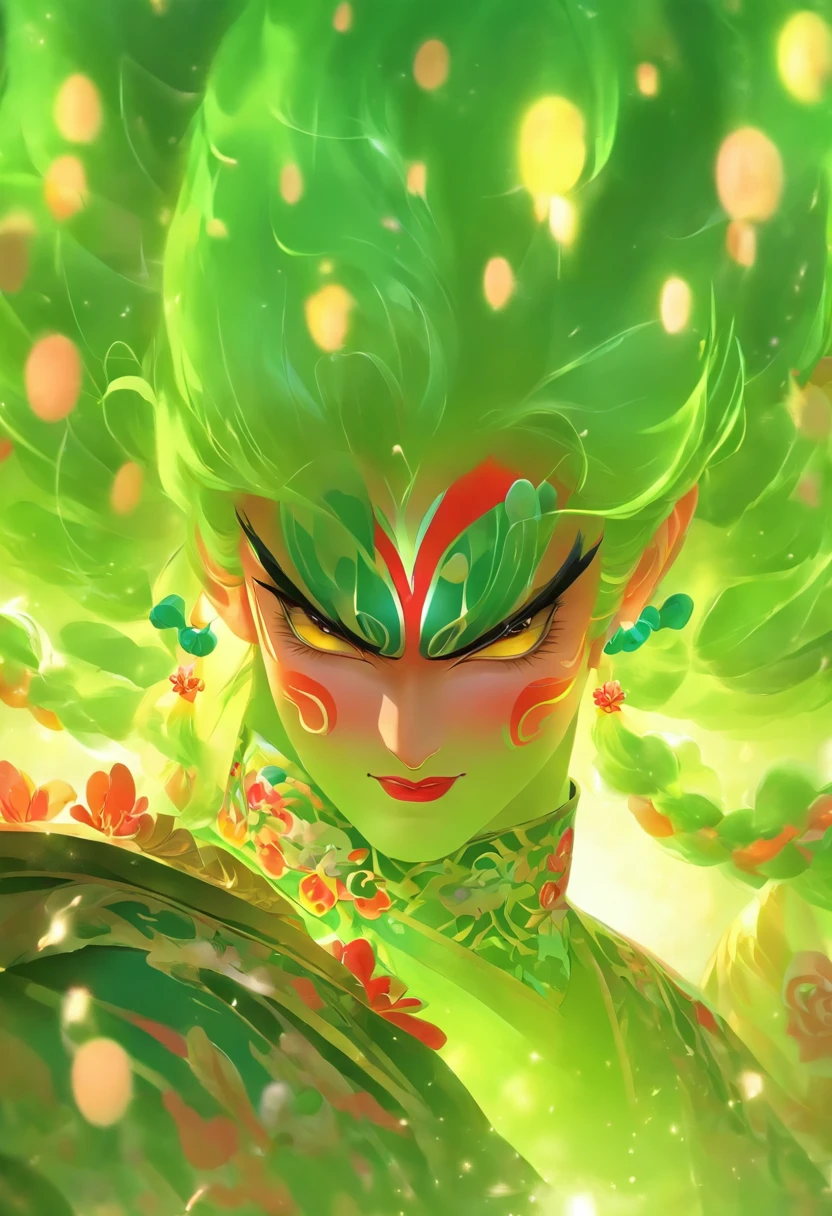 China-style,Chinese drama,Peking Opera costumes,Durton costumes,Drama Facebook,green color,中景 the scene is,super-fine,ultra - detailed,high qulity,8K ,Sharply focus the eyes,highly detailed surreal vfx,oc rendered, - AR 16:9 --q 2 --s 1000