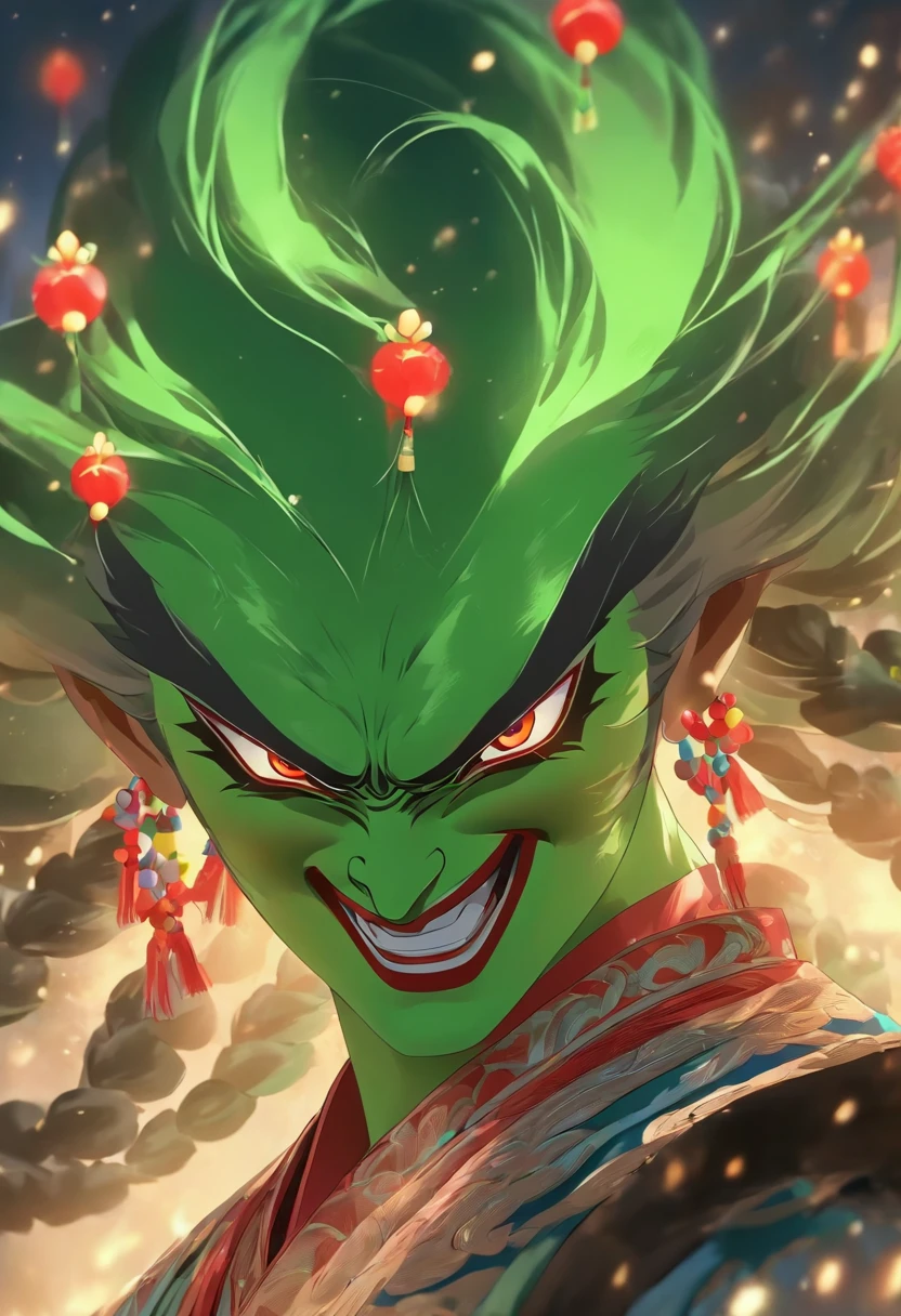 China-style，Chinese drama，Peking Opera costumes，Dutton costumes，Drama Facebook，green color，中景 the scene is，super-fine，ultra - detailed，high qulity，8K ，Sharply focus the eyes，highly detailed surreal vfx，oc rendered， - AR 16:9 --q 2 --s 1000