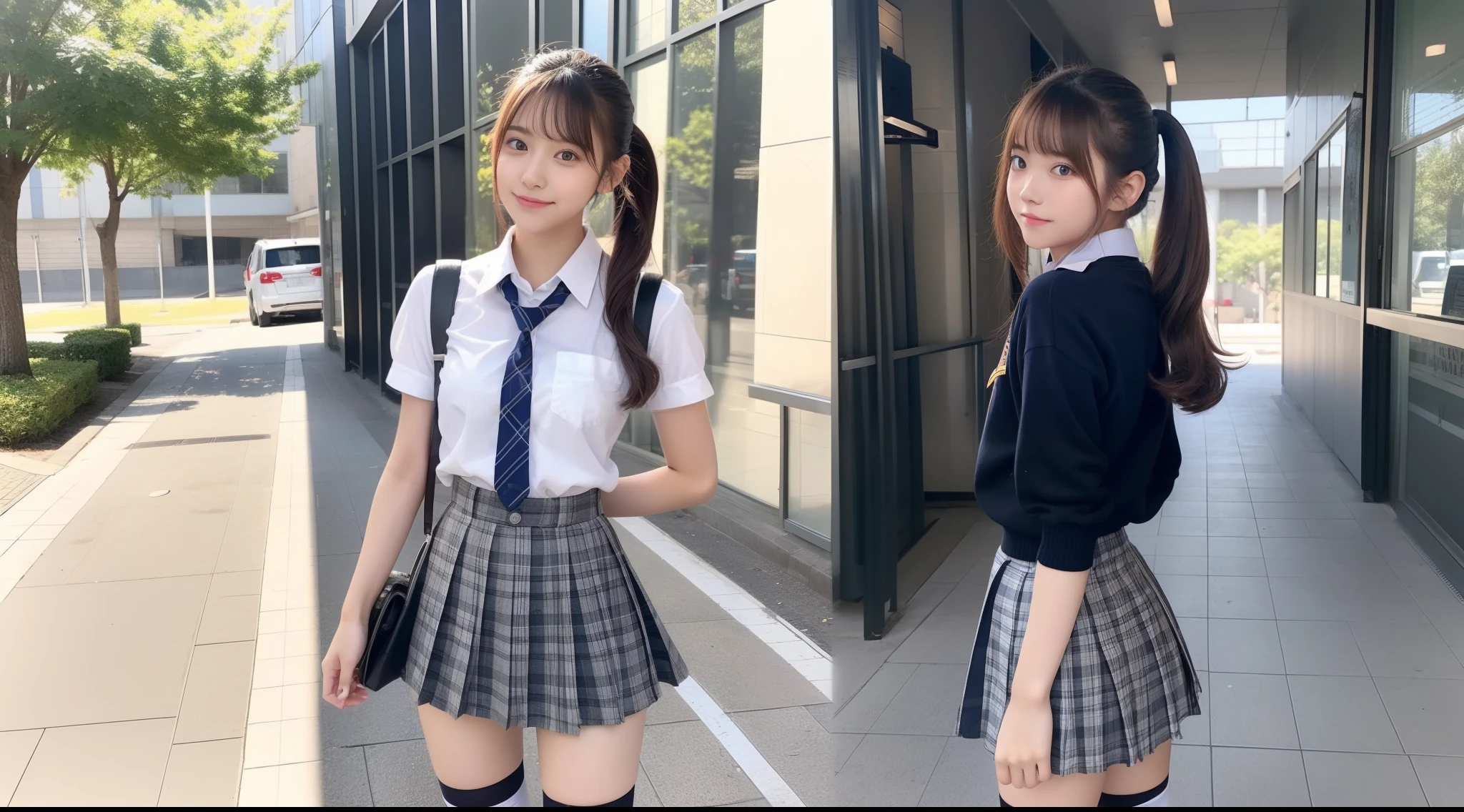 18 year old schoolgirl in miniskirt(Twin-tailed)