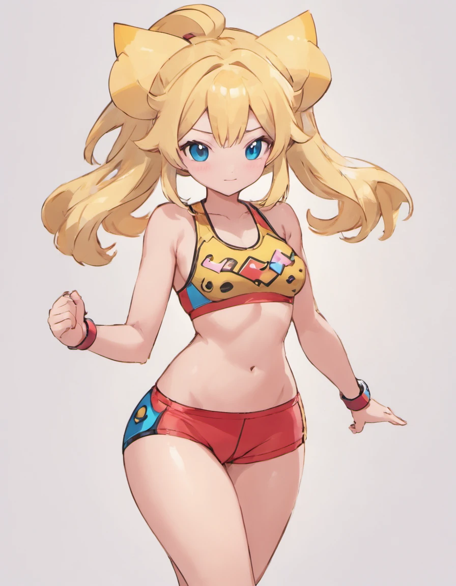 1girl, bike shorts, Sport bra, pantylines, masterpiece, best quality, highly detailed, bandaid, bandaid on nipples