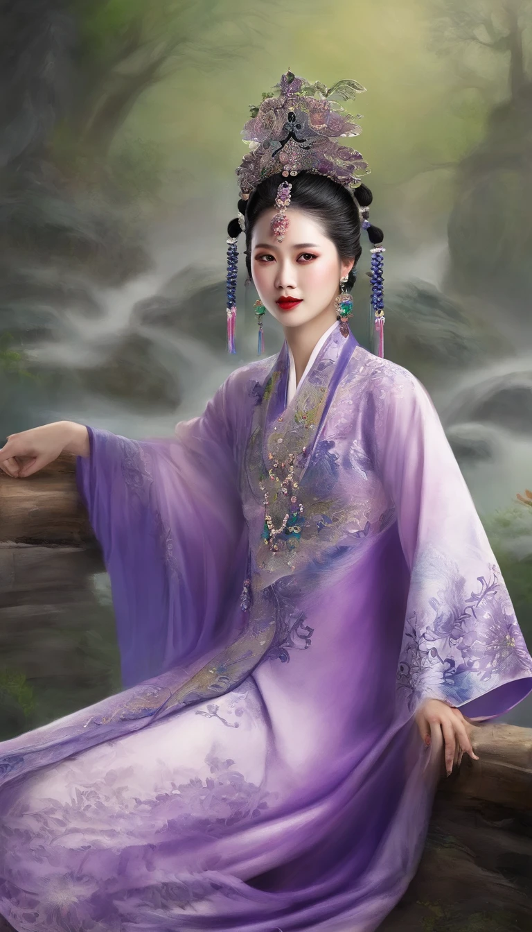 China ink painting,water ink,ink,Smudge,China-style,Chinese drama,Peking Opera costumes,Purple theatrical costumes,Drama Facebook,Green face,中景 the scene is,super-fine,ultra - detailed,high qulity,8K ,Sharply focus the eyes,中景 the scene is,Full body like, highly detailed surreal vfx,oc rendered
