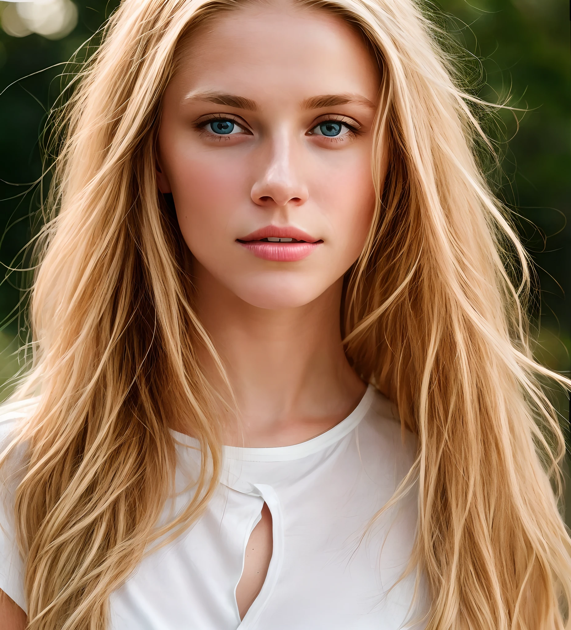 a close up of a woman with long blonde hair and a white shirt, gorgeous young model, young blonde woman, beautiful female model, blonde hair and blue eyes, beautiful nordic woman, beautiful blonde girl, very pretty model, very beautiful young woman, beautiful young girl, beautiful young woman, blonde hair blue eyes, a girl with blonde hair, a beautiful young woman