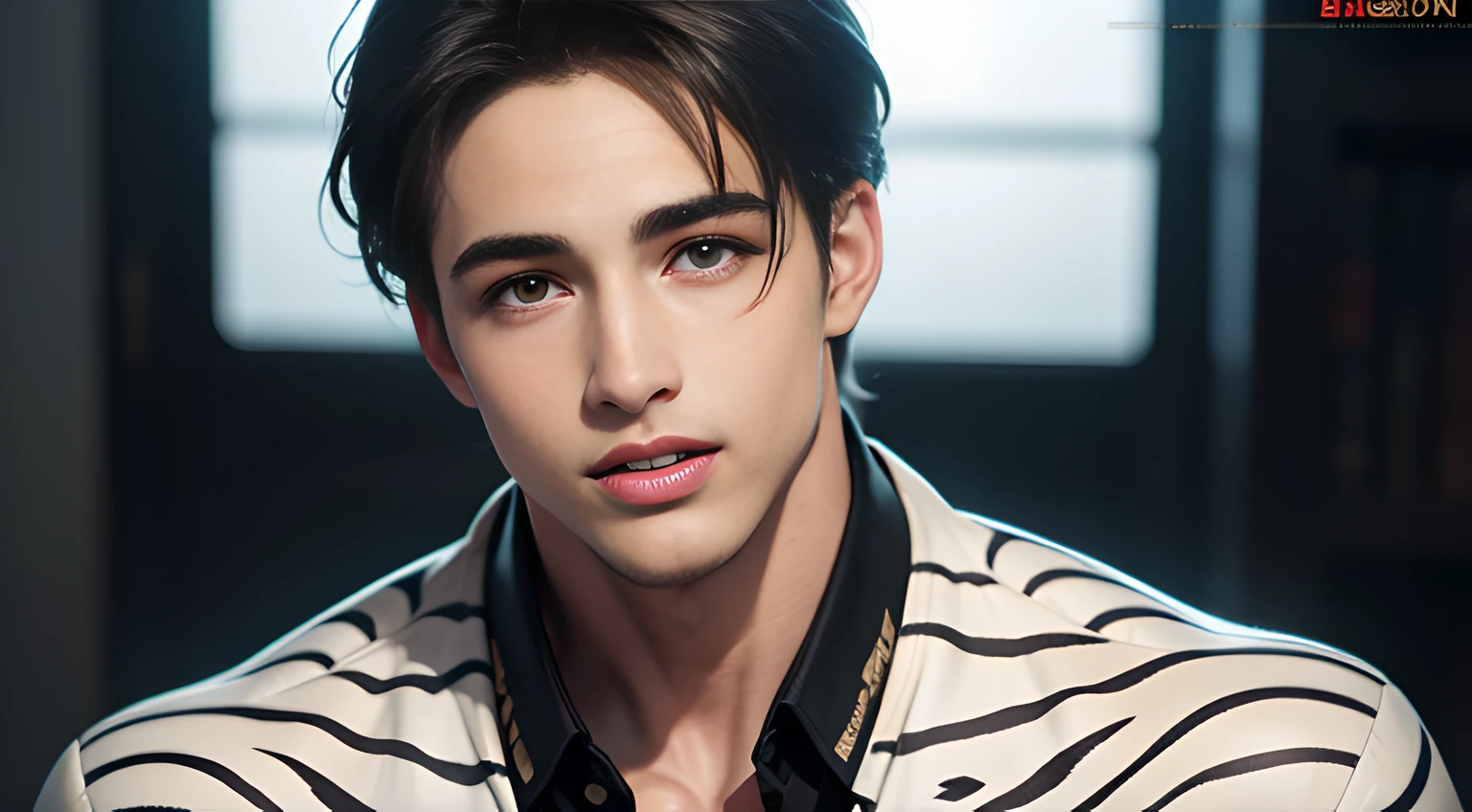 (((Men only))), ((head shot)), (Pietro Boselli), (((wearing white tiger-stripe patterned clothing))), ((Handsome muscle man in his 20s)), (Big smile), (detaile: 1 in 1), Natural muscles, HIG quality, beautidful eyes, (Detailed face and eyes), (Face、: 1 / 2), Noise, Real Photographics、... .....................................................................................................................PSD, Sharp Focus, High resolution 8K, realisitic & Professional Photography, 8K UHD, Soft lighting, High quality, Film grain, FujifilmXT3