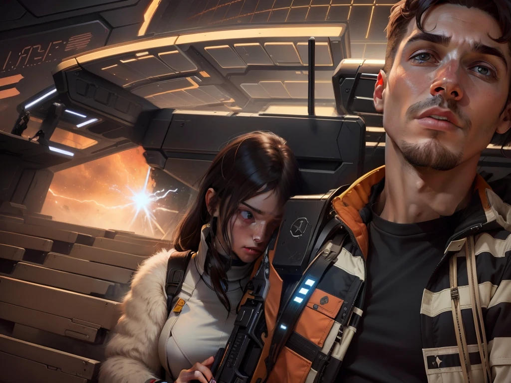 starsector, a portrait of a young, blank background, face focus,
