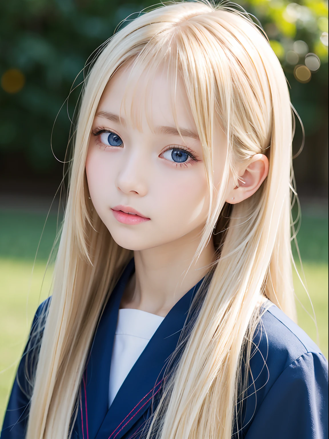 A close up of a young girl with long blonde hair - SeaArt AI