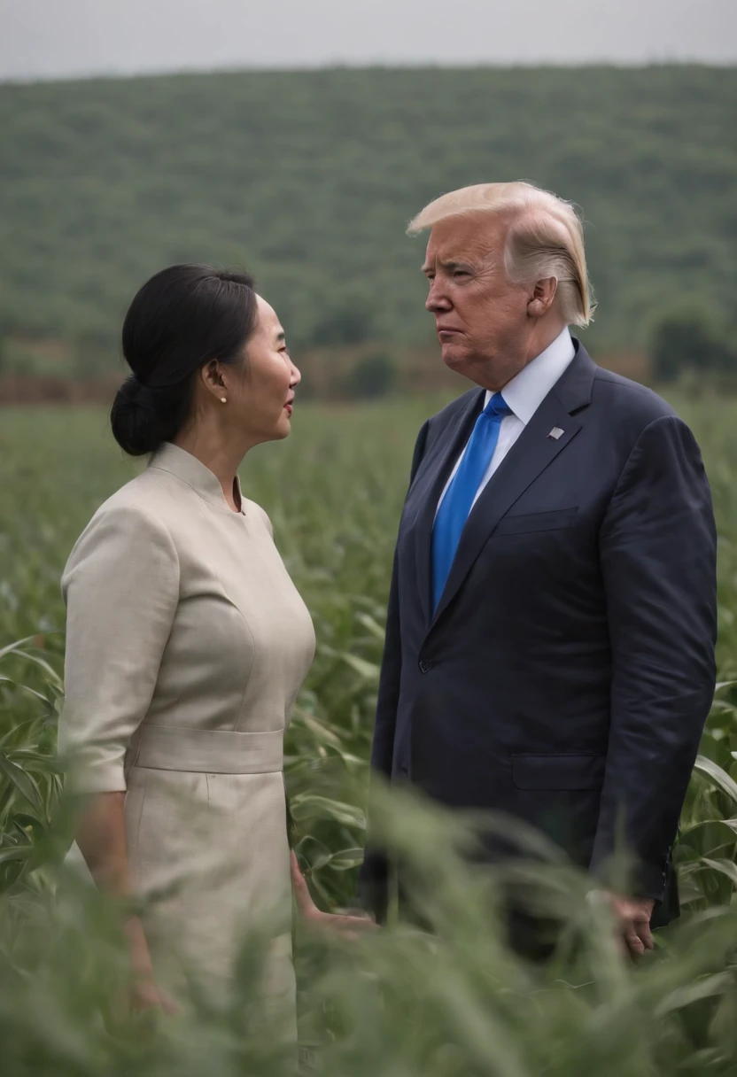 Trump and Chinese villagers，Biden and the villagers，In the fields