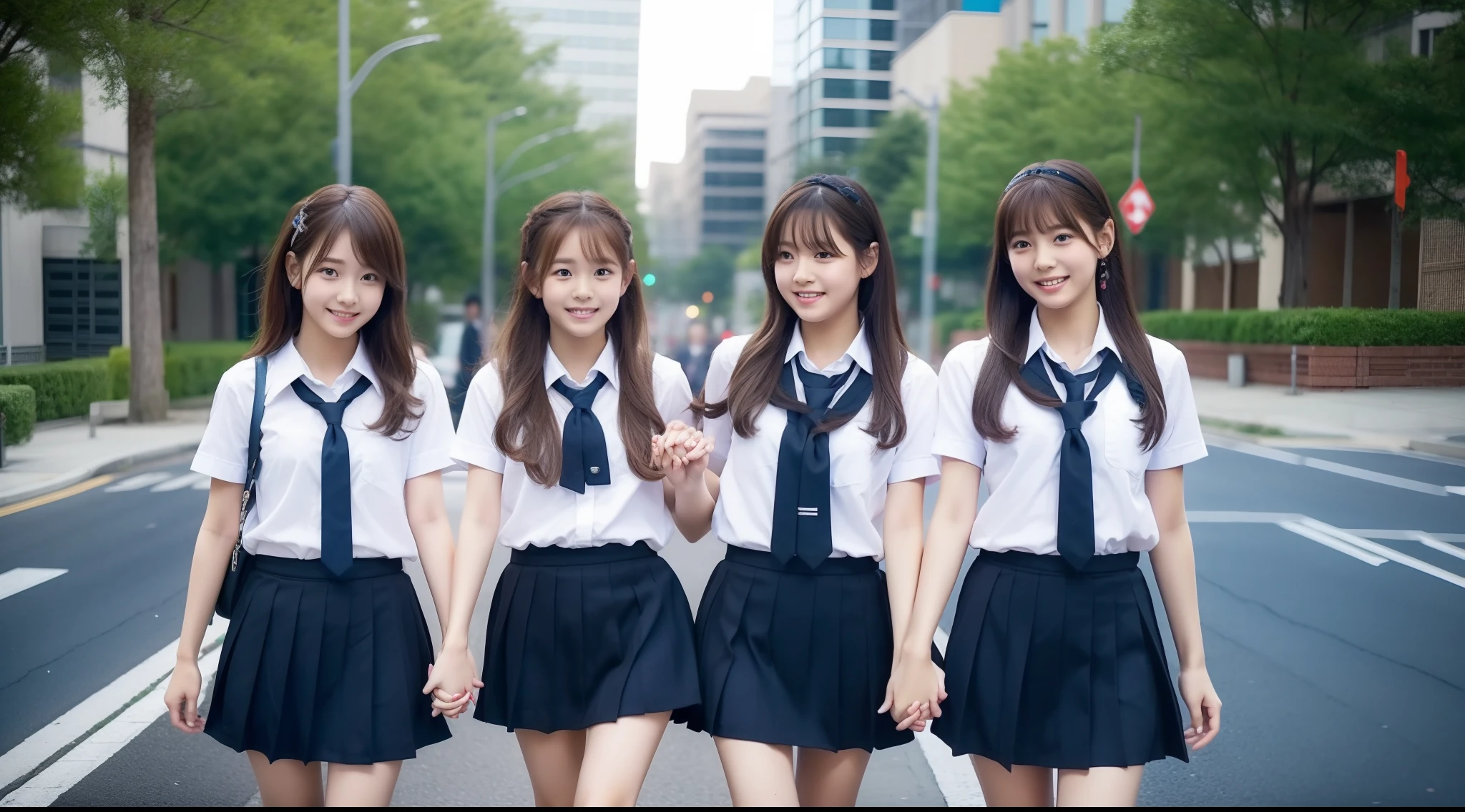 Miniskirt schoolgirl(Holding hands)
