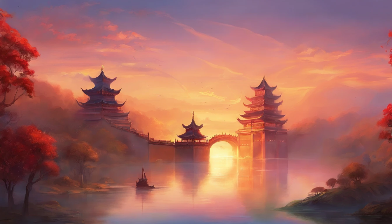 Hand in hand, hand over the torch, symbolizing inheritance and warmth The background is a Chinese-style palace building