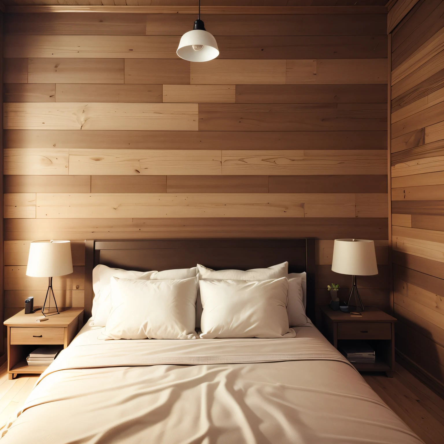 wood wall behind bed with PREPARATION