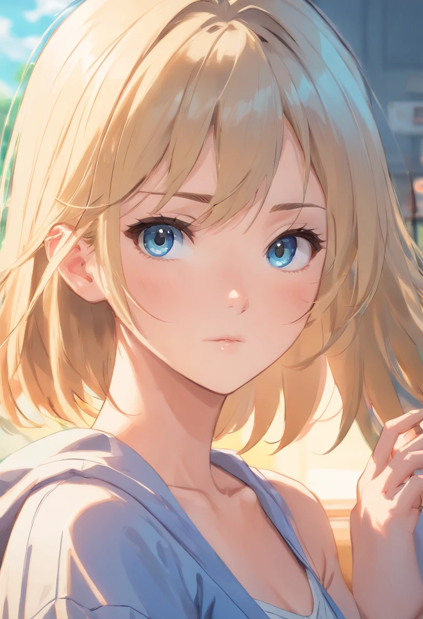 (best quality,4k,8k,highres,masterpiece:1.2),ultra-detailed,(realistic,photorealistic,photo-realistic:1.37),anime,face,beautiful detailed eyes,beautiful detailed lips,extremely detailed eyes and face,longeyelashes,blonde hair,blue eyes,long hair,white background,lora:ririko-000007:1,soft colors,vibrant lighting,portrait,serious expression,subtle shadows,reflections in the eyes